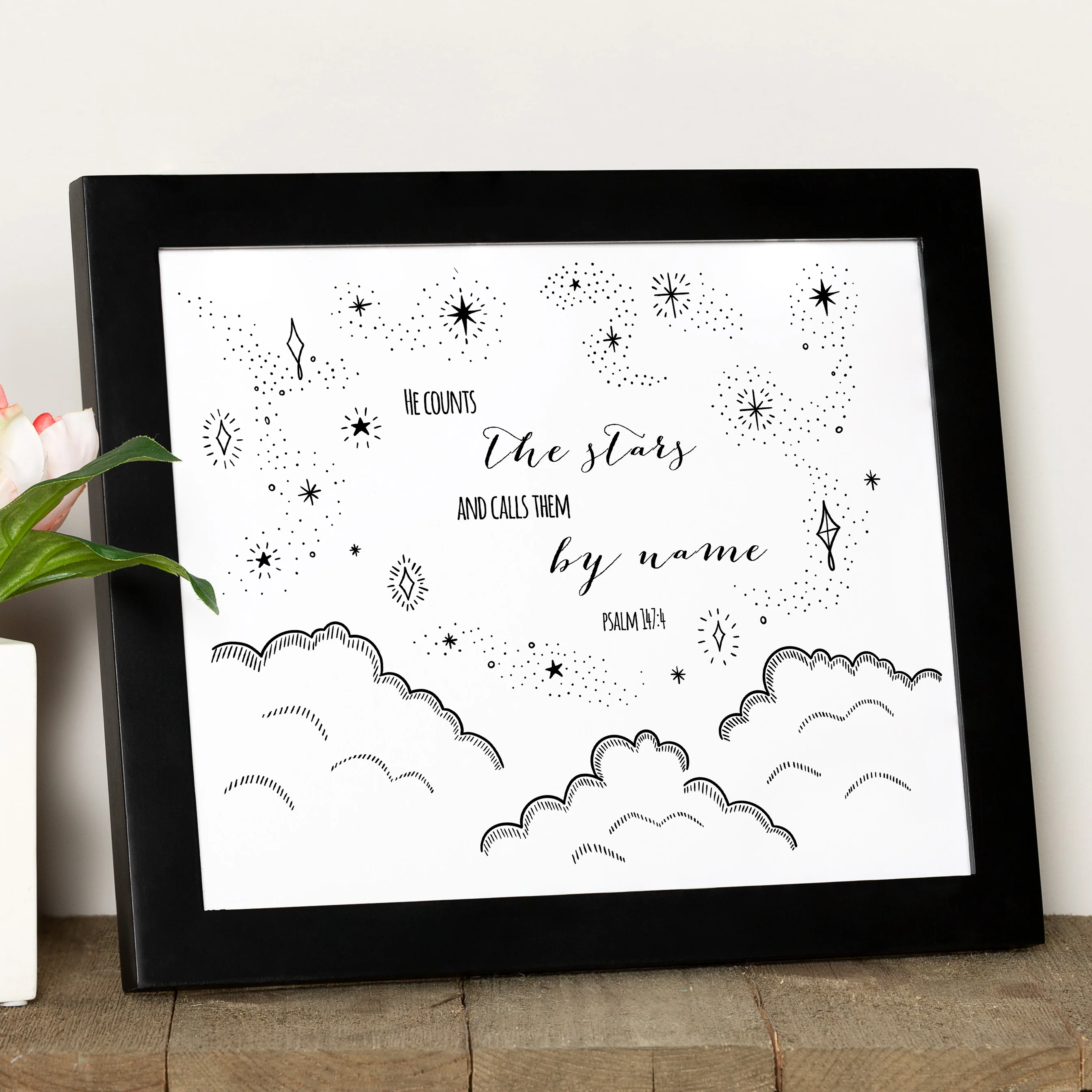 He Counts The Stars Framed Print 8x10