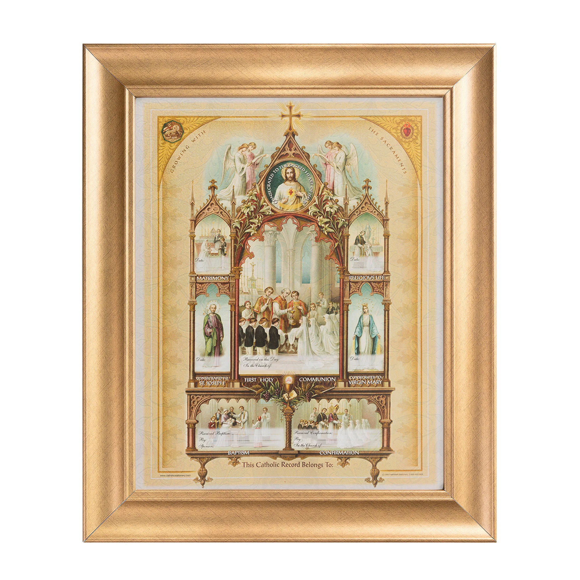 Heirloom Gold Framed Sacraments Certificate - 11 x 14 - Image 2