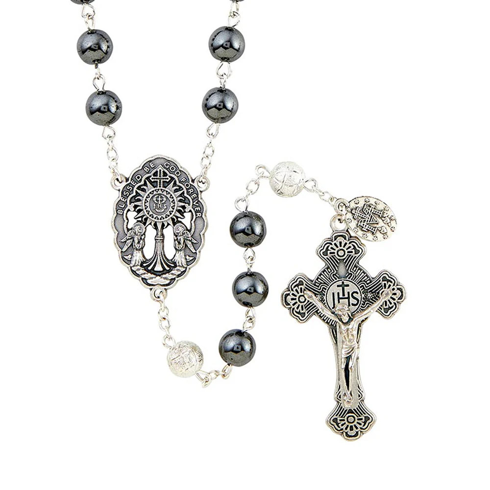 Hematite & Silver Eucharistic Adoration Rosary - Image 2