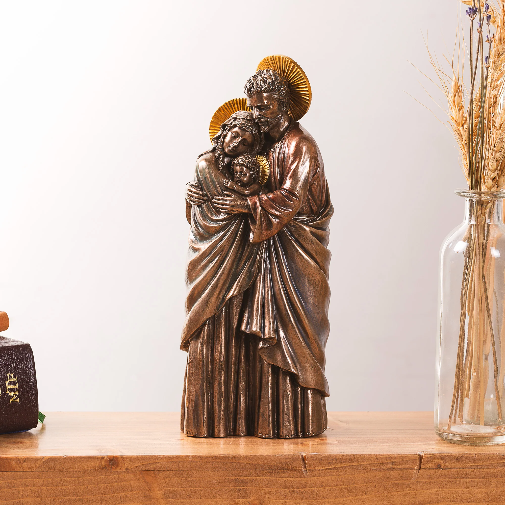 Holy Family Bronzed Veronese Statue 10"