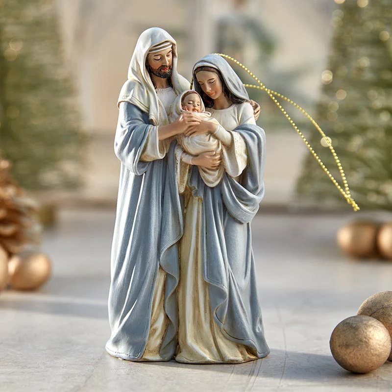 Holy Family in Blue & Ivory Ornament