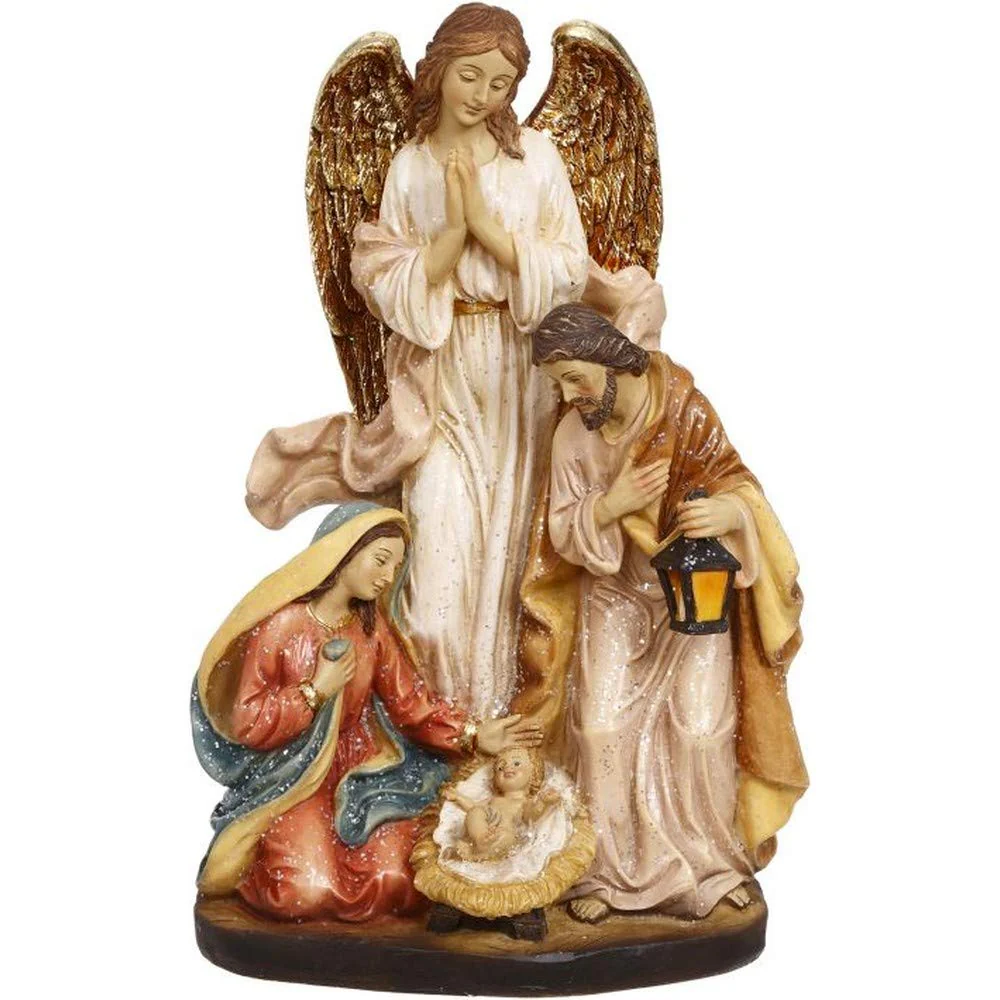 Holy Family with Angel - 9.5" Statue - Image 2