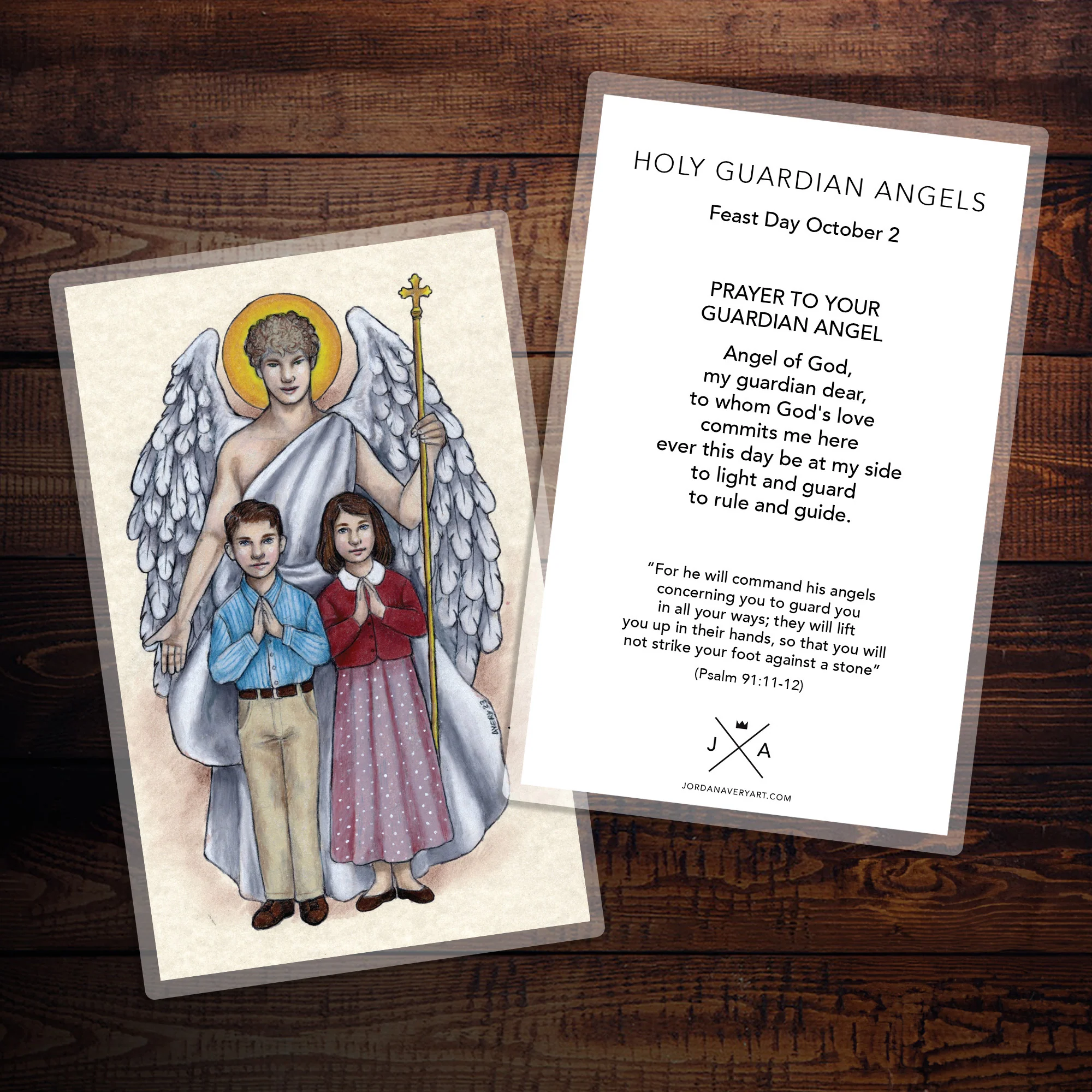 Holy Guardian Angels Large Prayer Card
