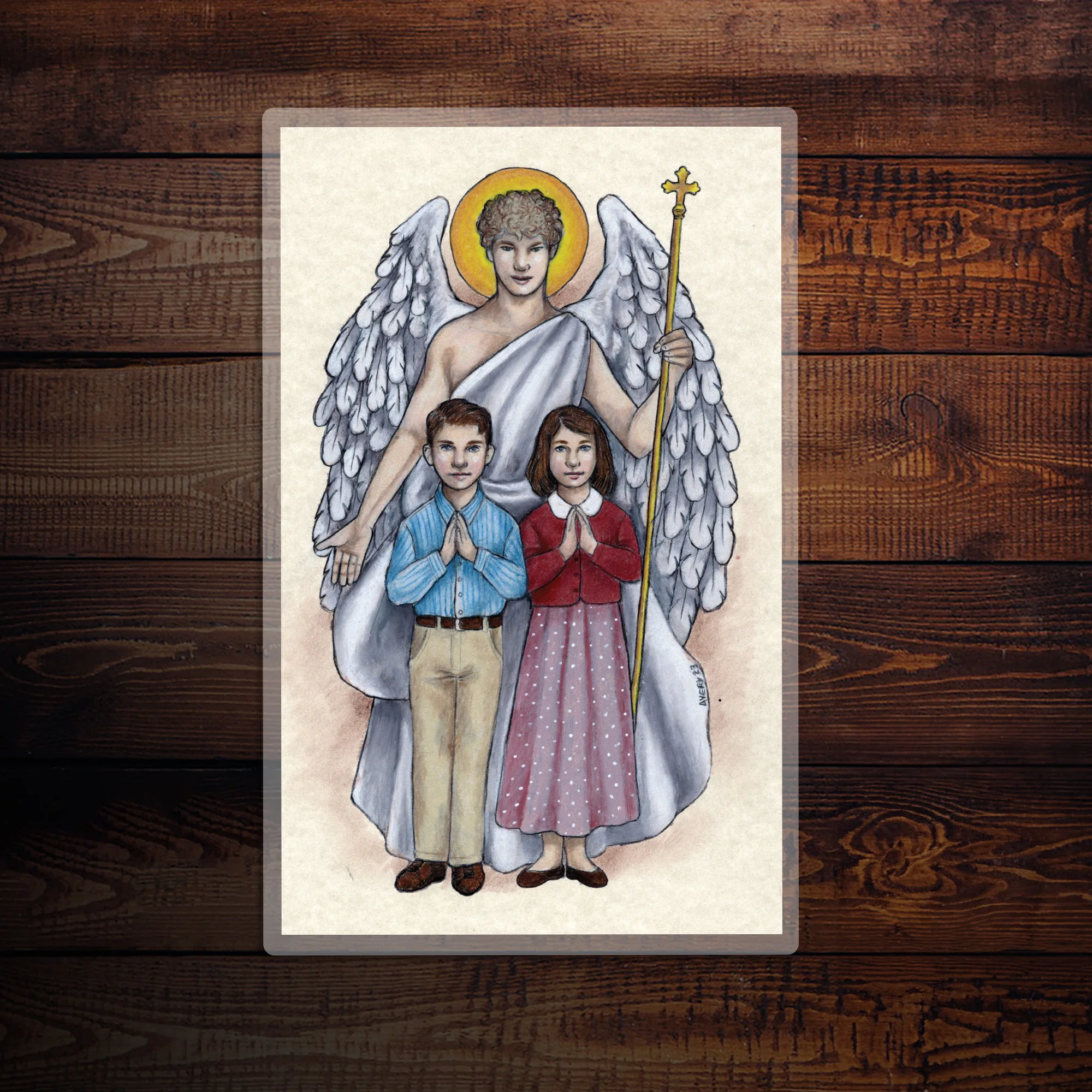Holy Guardian Angels Large Prayer Card - Image 2