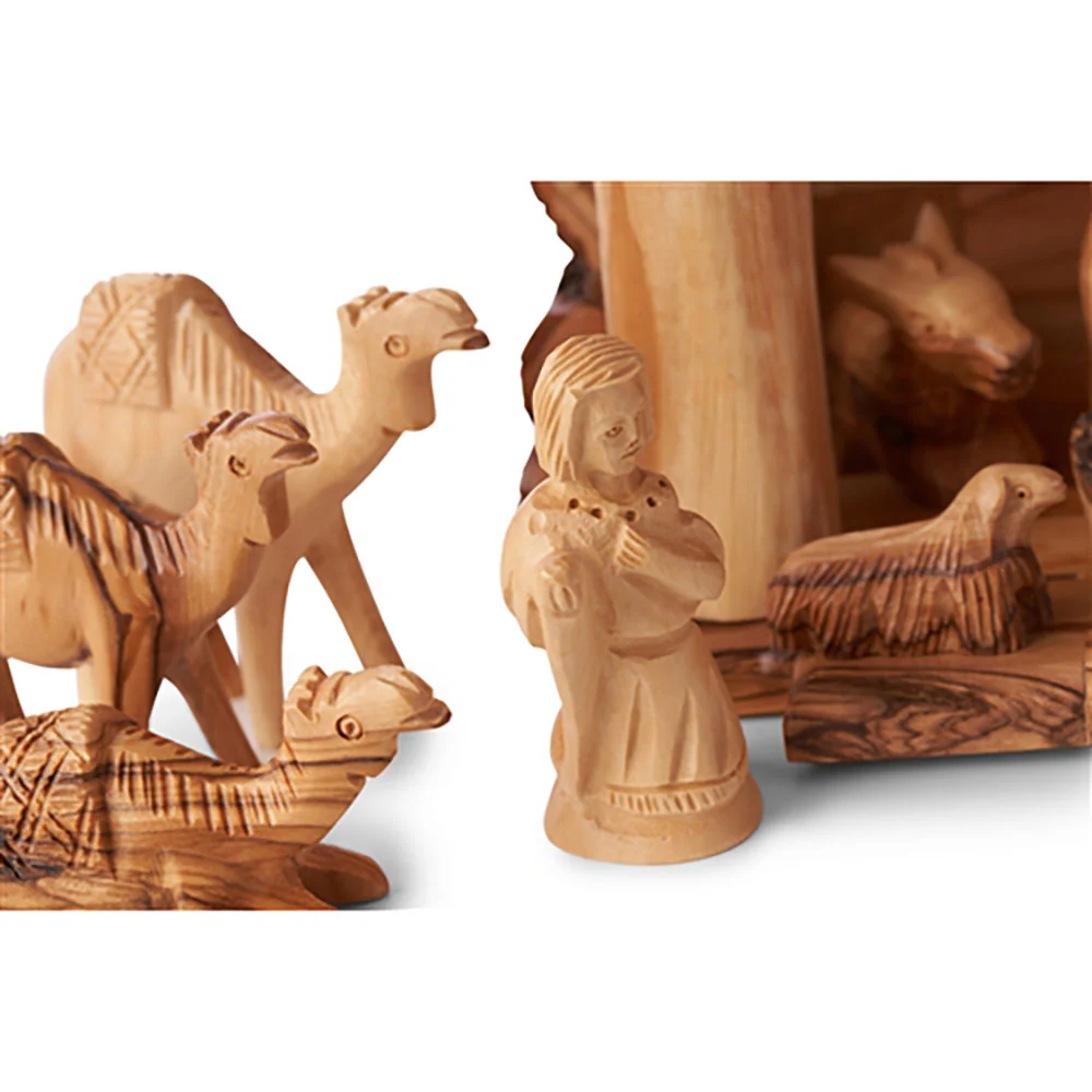 Holy Land Carved Nativity Set with 3D Palm Tree - 12 Pieces - Image 3
