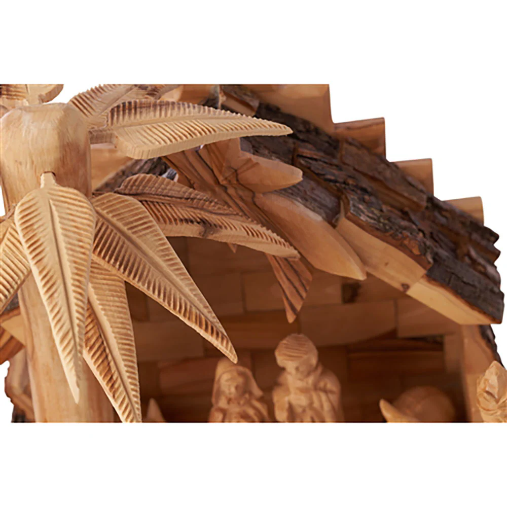 Holy Land Carved Nativity Set with 3D Palm Tree - 12 Pieces - Image 5