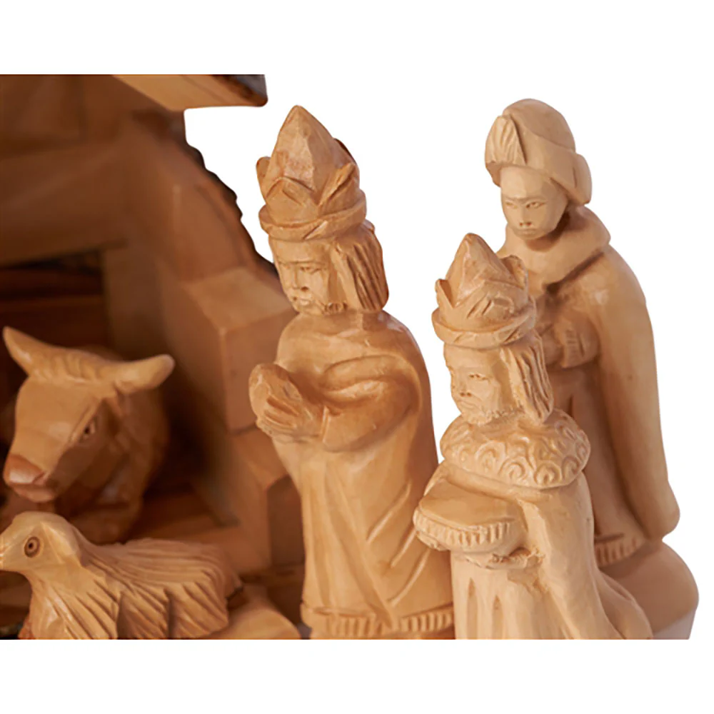 Holy Land Carved Nativity Set with 3D Palm Tree - 12 Pieces - Image 6