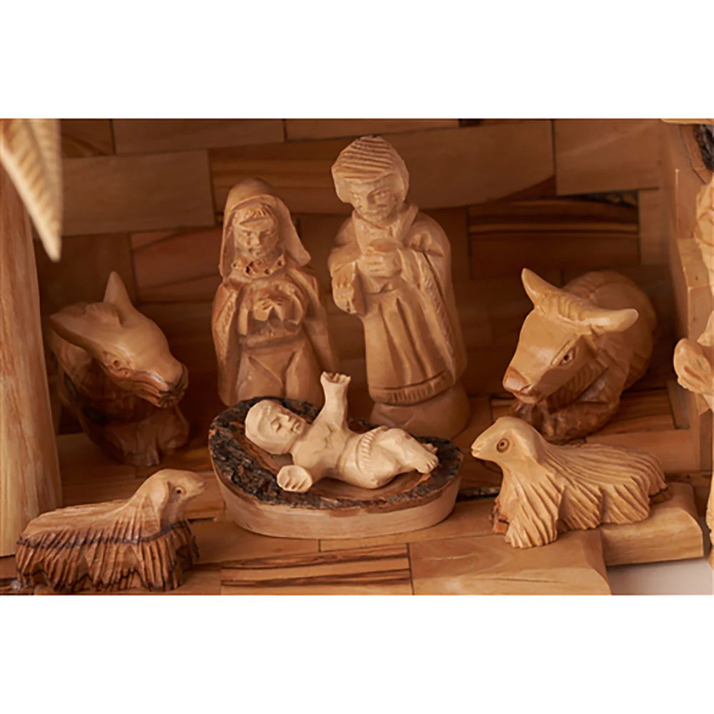 Holy Land Carved Nativity Set with 3D Palm Tree - 12 Pieces - Image 8