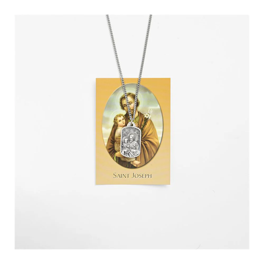 Holy Land St. Joseph Medal Necklace & Prayer Card