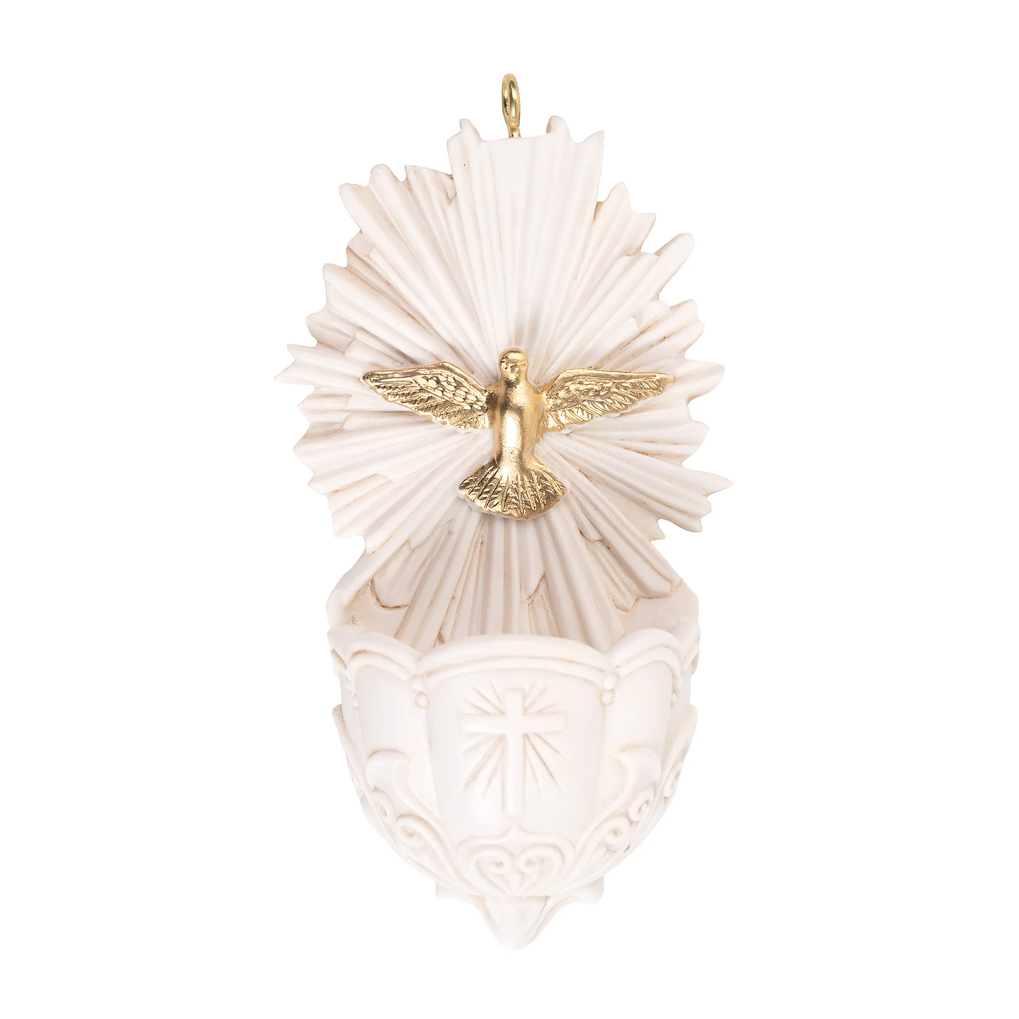 Holy Spirit Italian Ivory Holy Water Font
