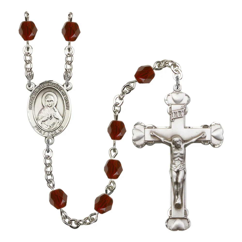 Immaculate Heart Of Mary Red January Rosary 6mm