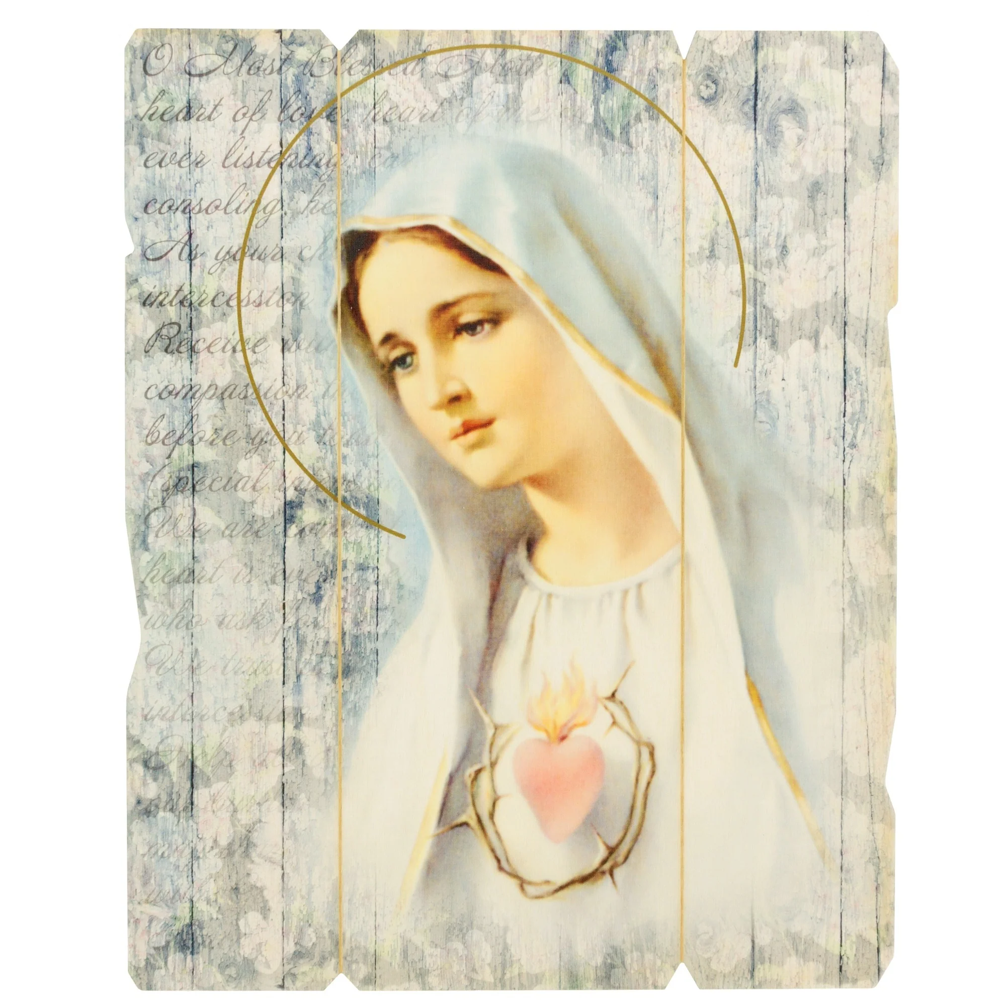 Immaculate Heart of Mary Wooden Wall Plaque