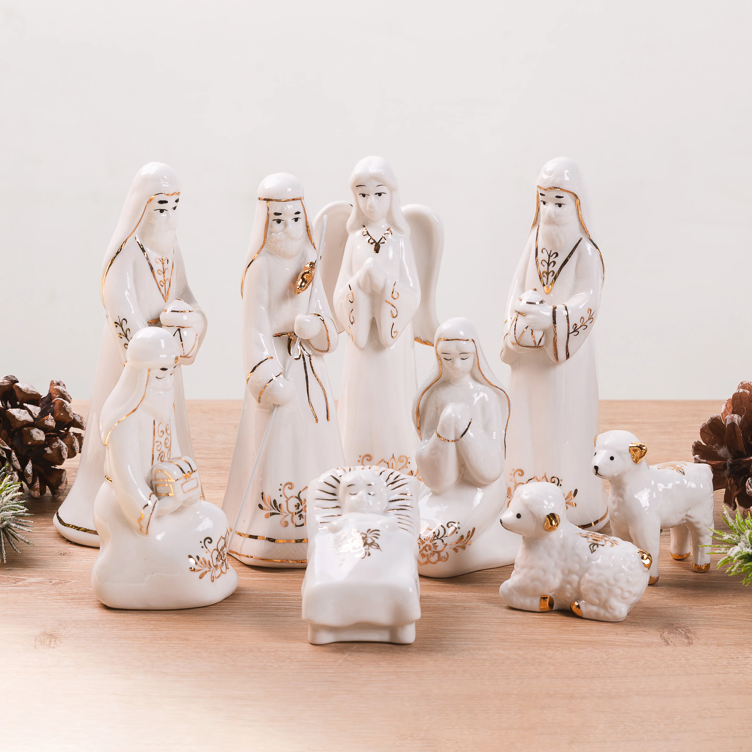 Imprinted Gold & White Nativity Set
