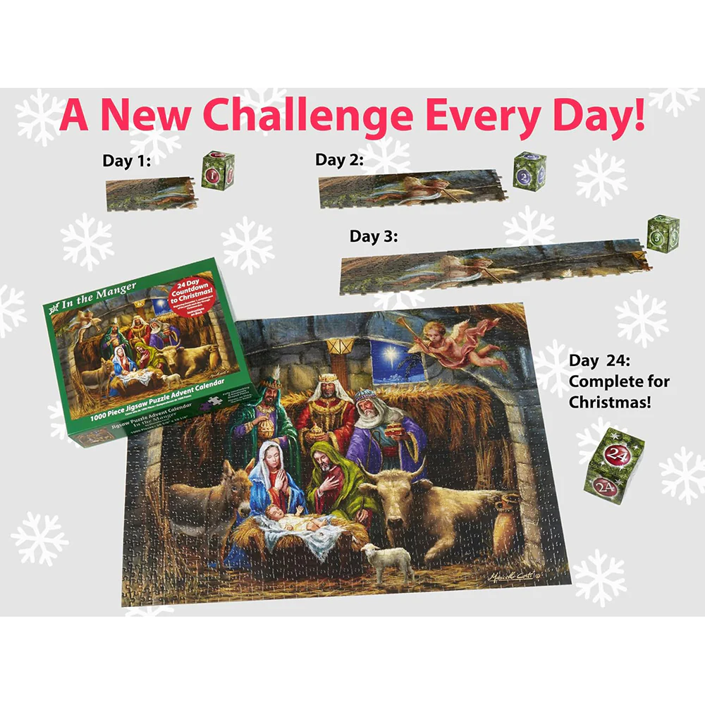 In The Manger Jigsaw Puzzle Advent Calendar - 1000 Pieces - Image 3