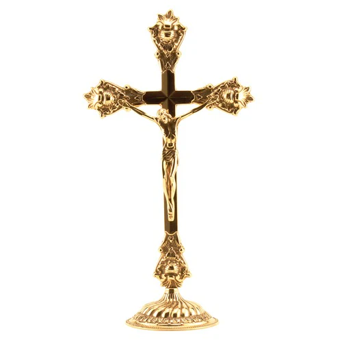 Italian Brass Crucifix on Round Base - 14.5 inches - Image 2