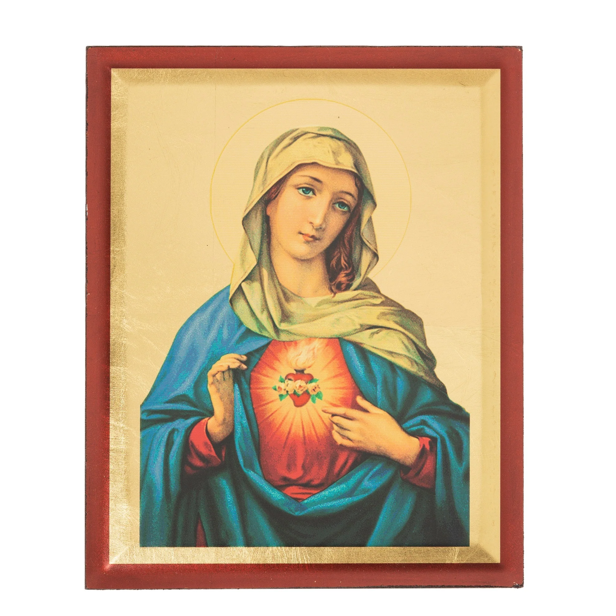 Italian Immaculate Heart Gold Leaf Plaque