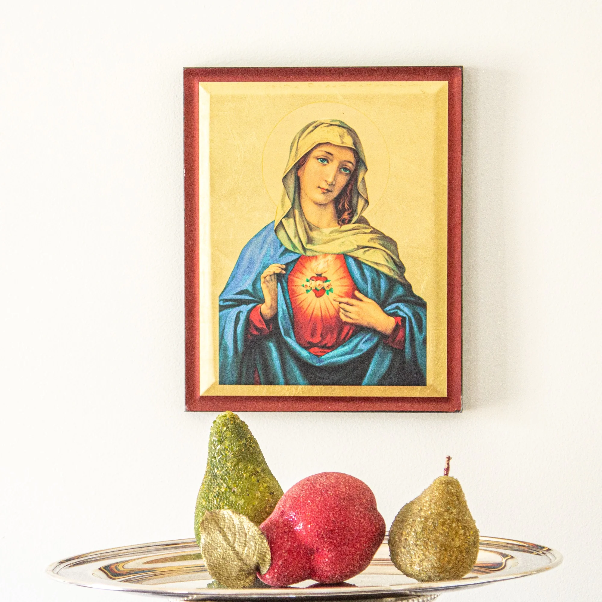 Italian Immaculate Heart Gold Leaf Plaque - Image 2