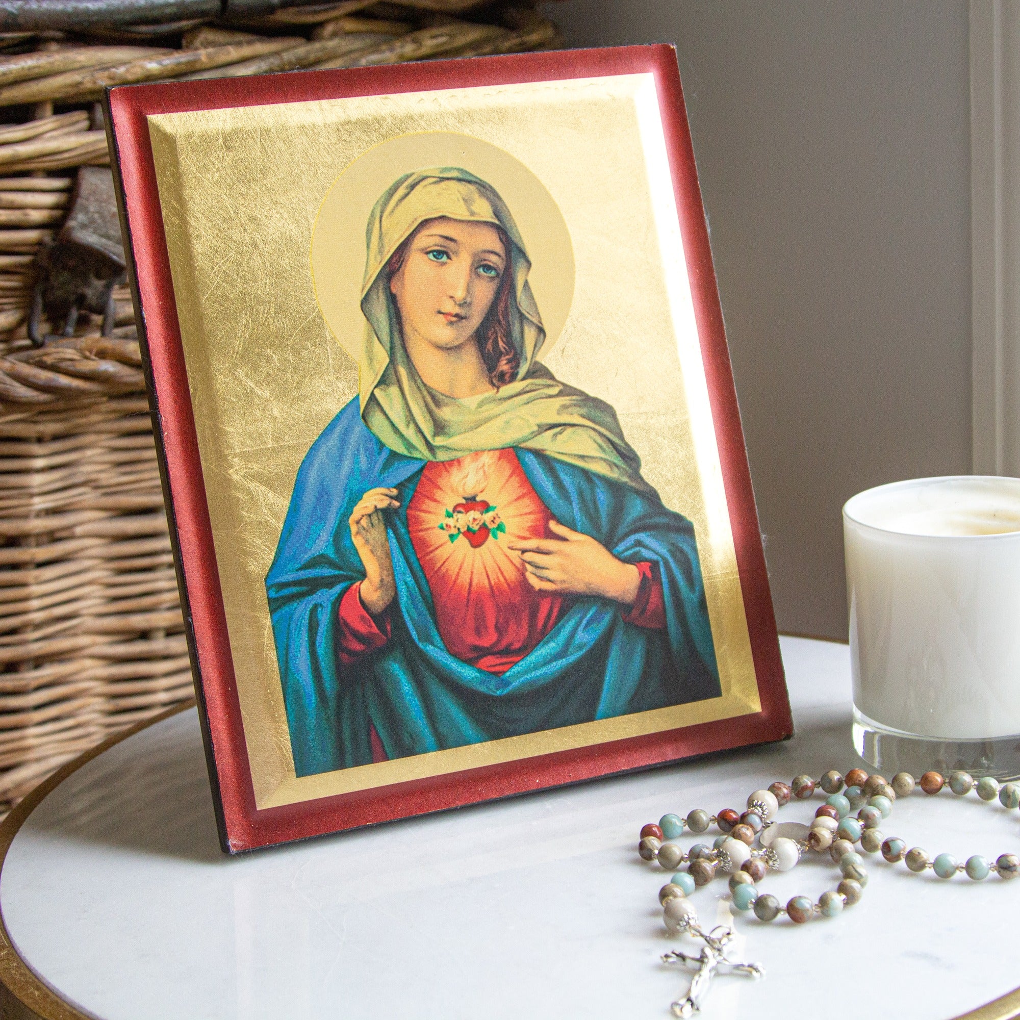 Italian Immaculate Heart Gold Leaf Plaque - Image 3