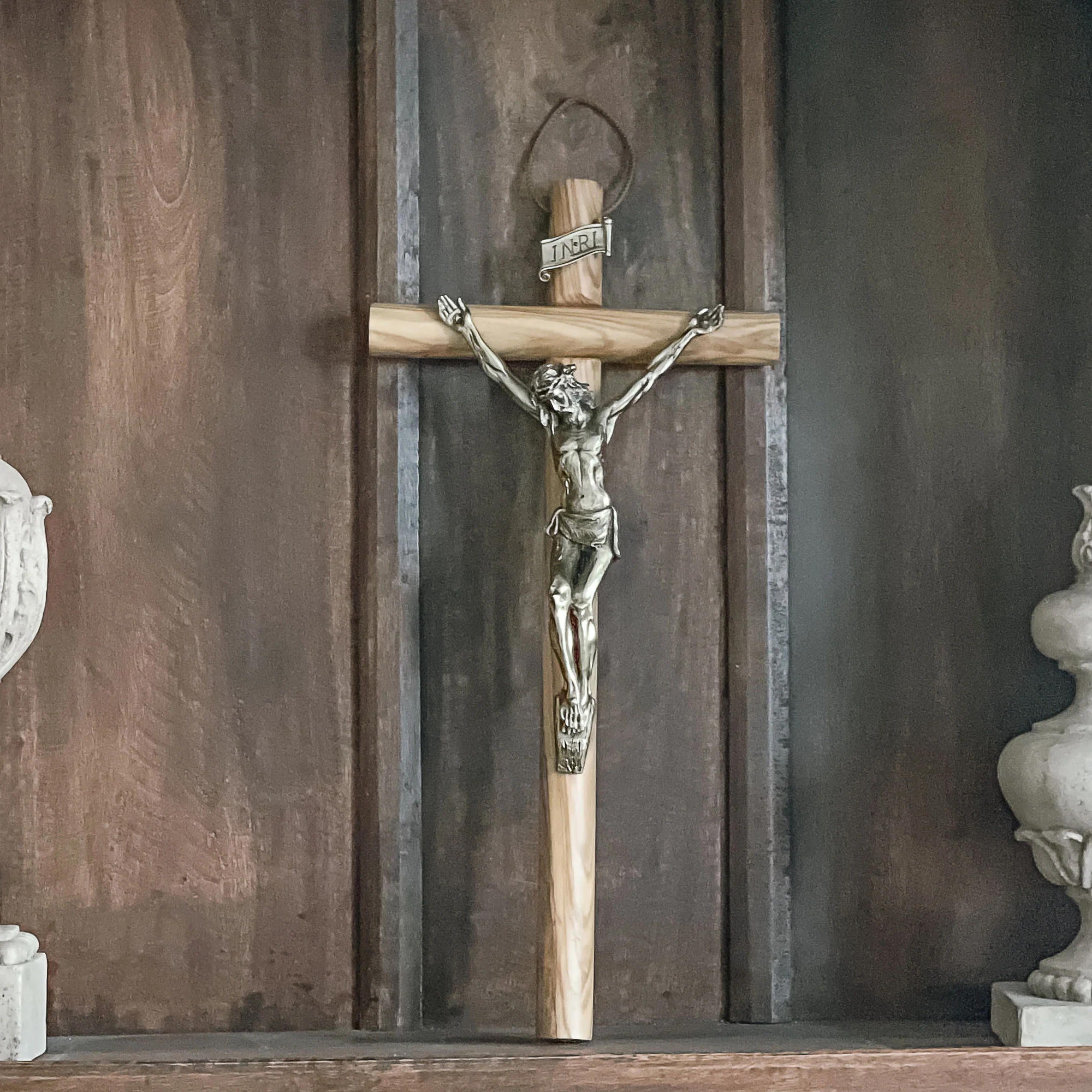 Italian Olive Wood Wall Crucifix - 19.6"