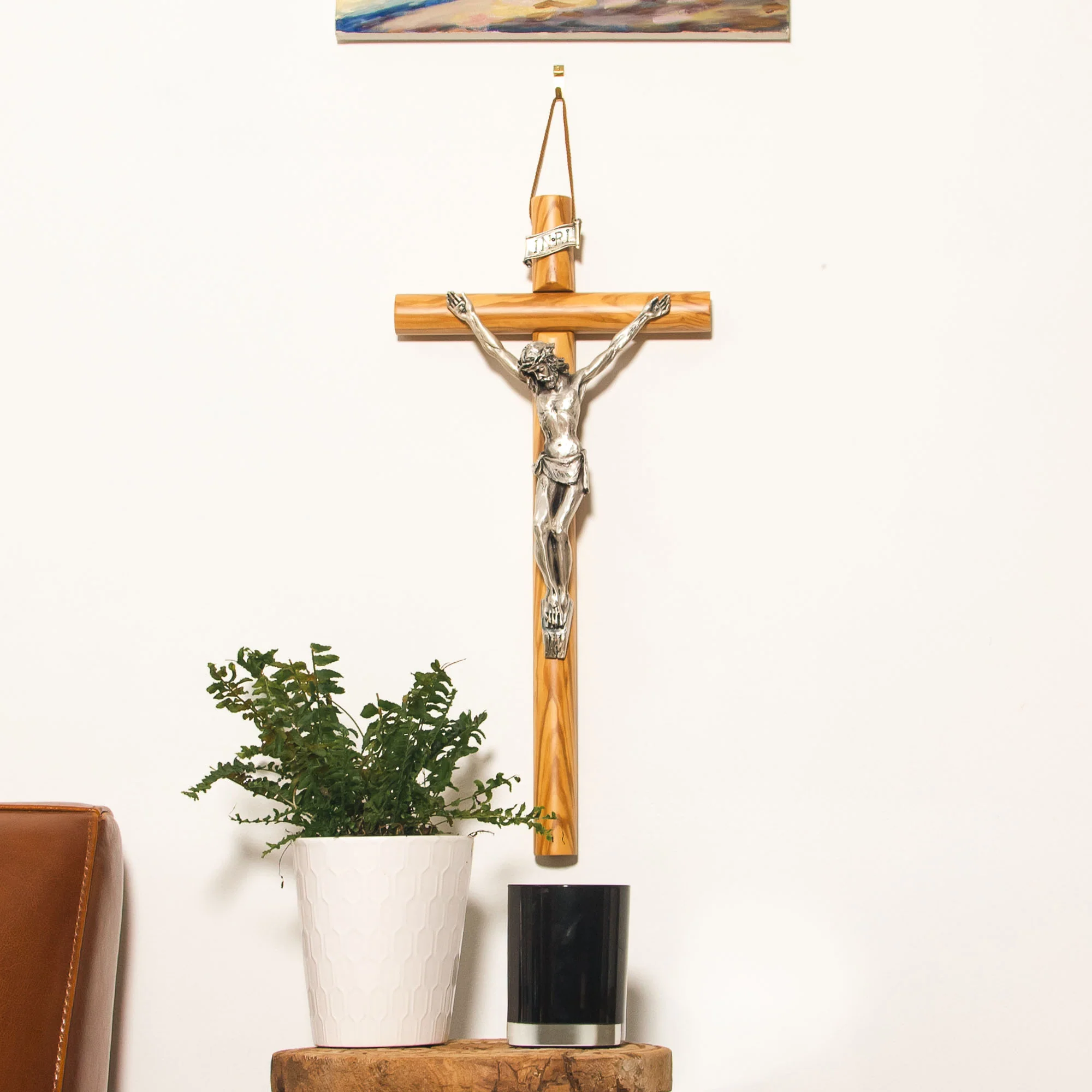 Italian Olive Wood Wall Crucifix - 19.6" - Image 4