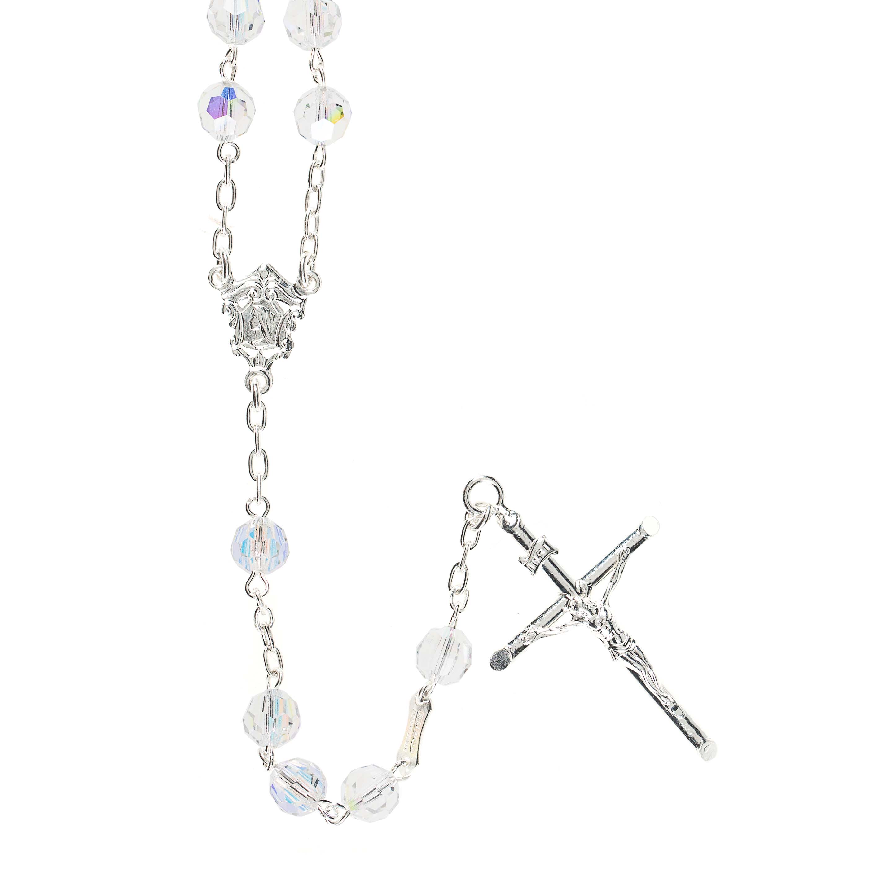 Italian Silver & Fire Polished Crystal Preciosa beaded Rosary - Image 2