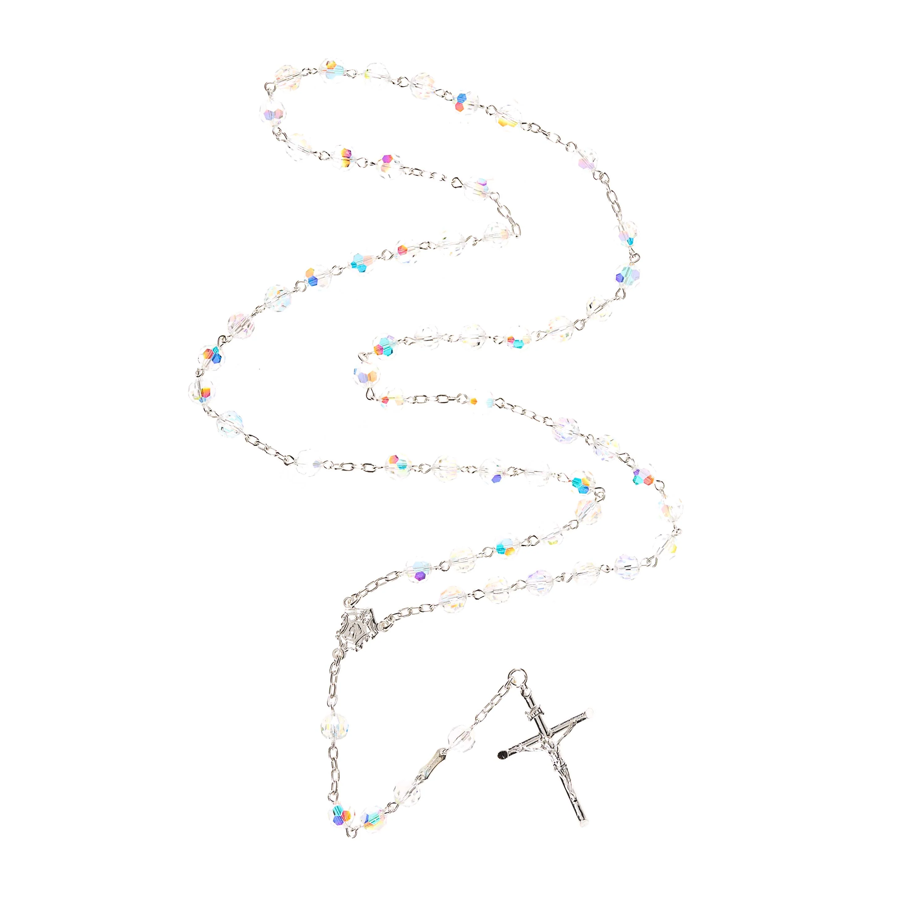 Italian Silver & Fire Polished Crystal Preciosa beaded Rosary - Image 3