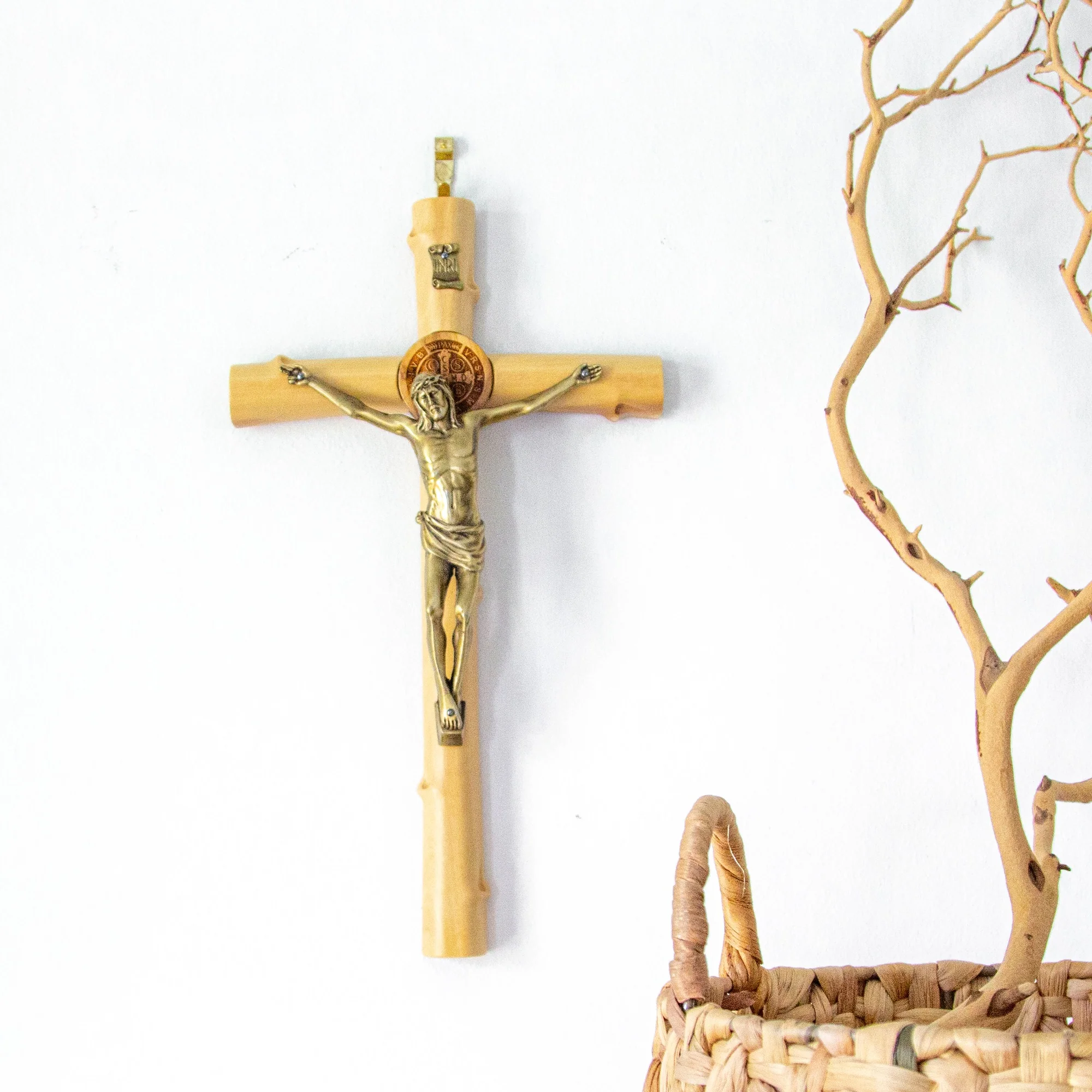Italian St. Benedict Crucifix with Gold Corpus - 12"