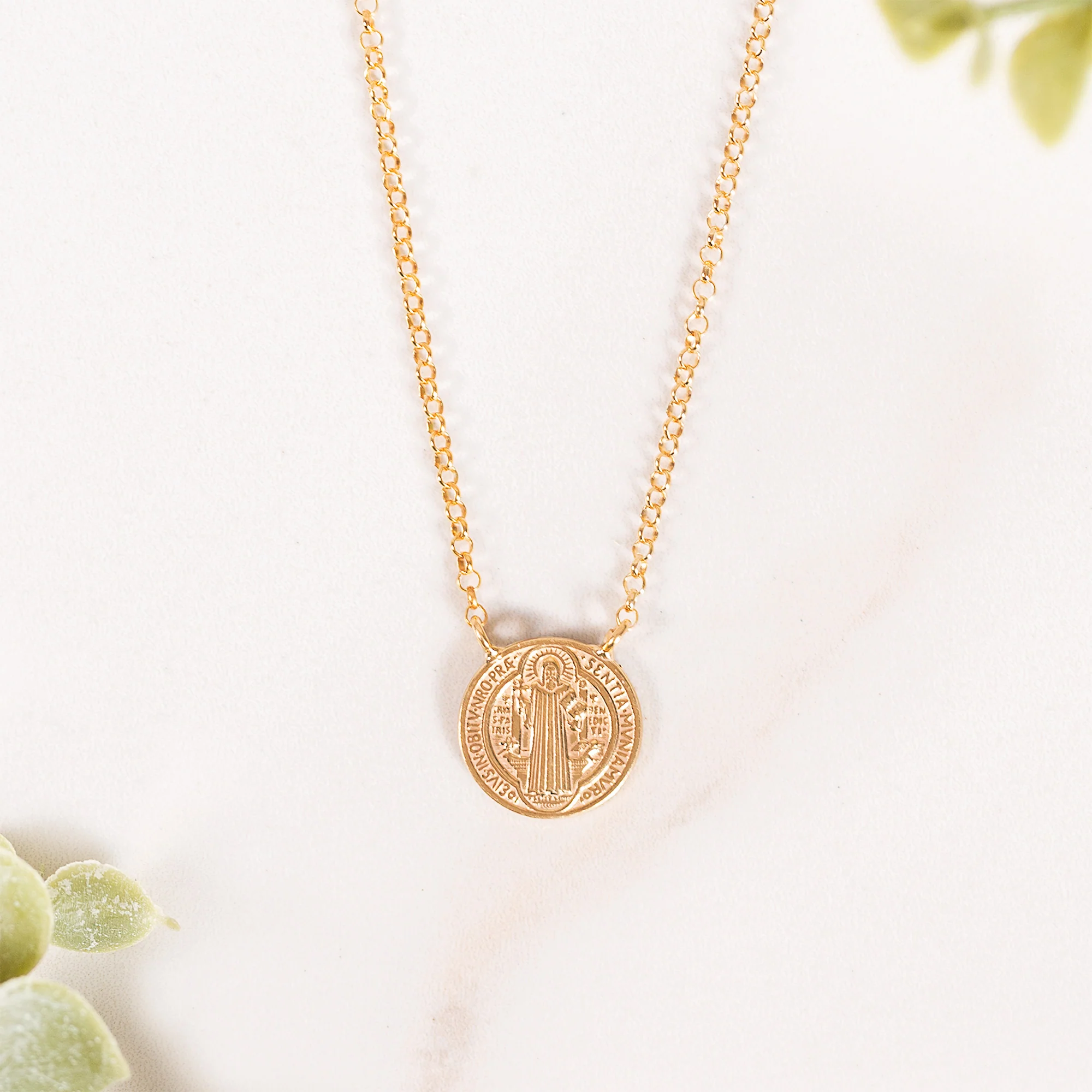 Italian St. Benedict Medal Necklace - Sterling or Gold/Sterling - Image 5