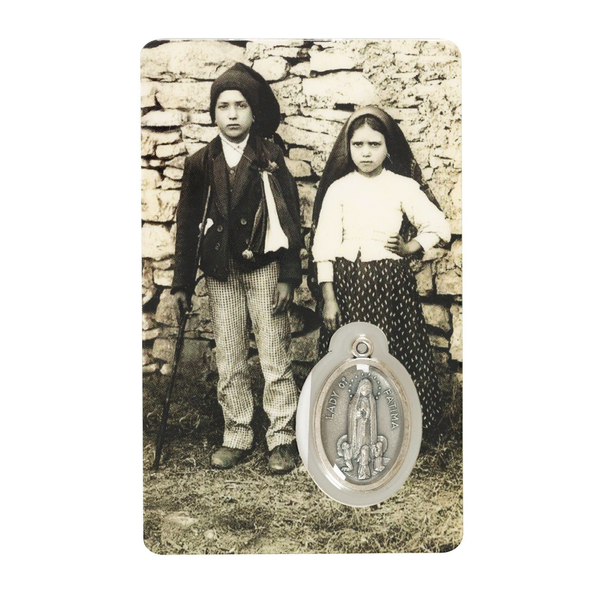 Jacinta & Francisco Fatima Pocket Prayer Card and Medal