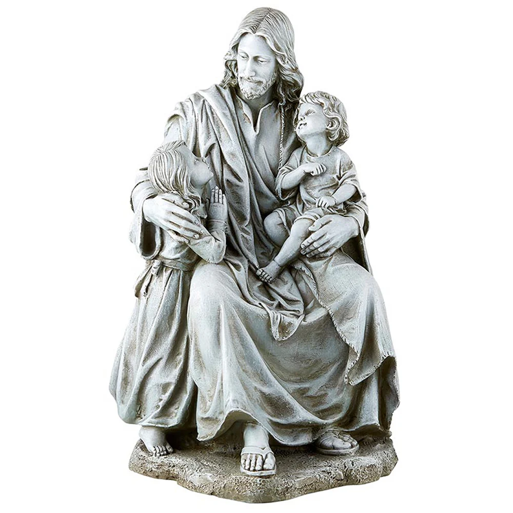 Jesus with Children Outdoor Statue - 16.5" - Image 2