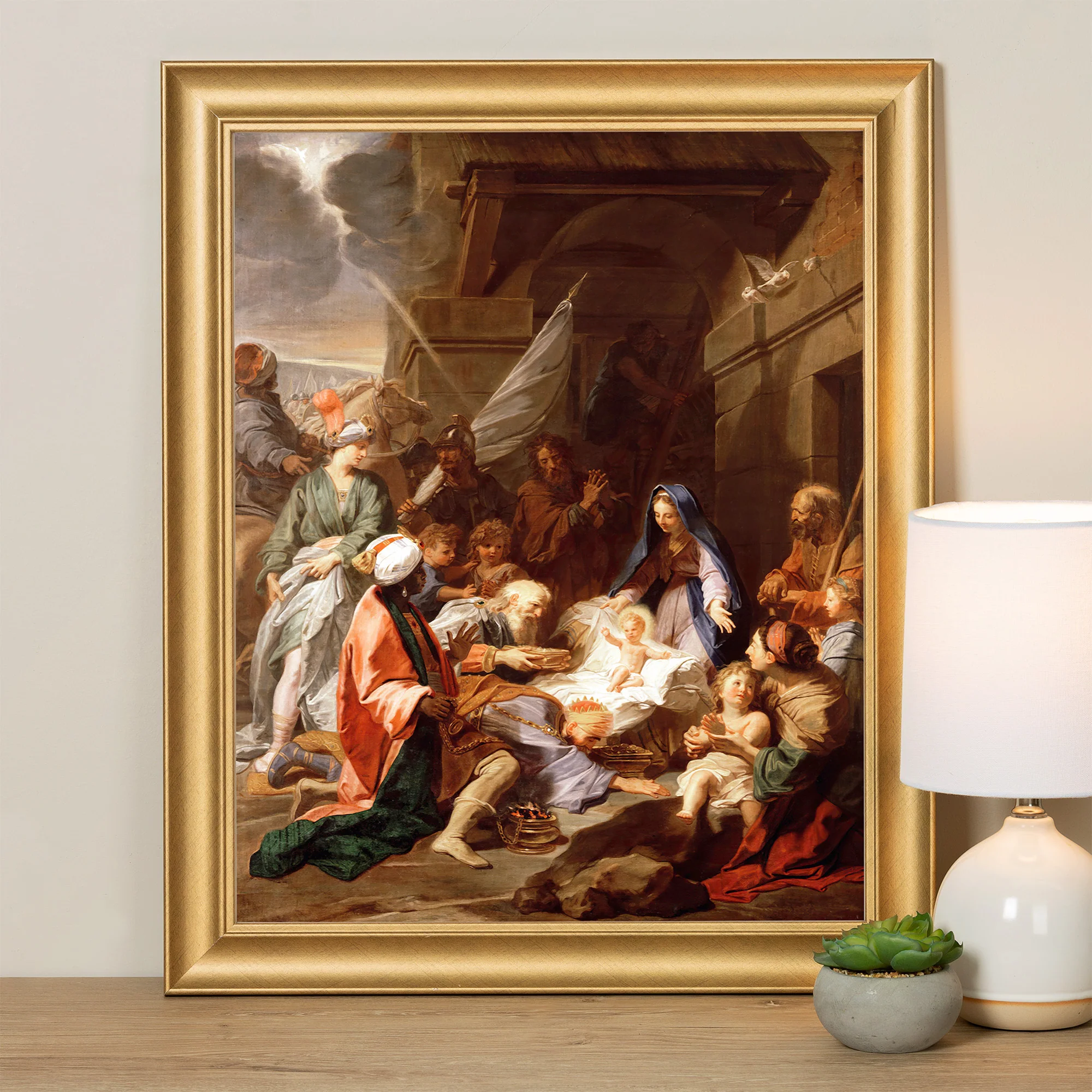 Jouvenet Adoration of the Magi Gold Framed Print - Multiple Sizes
