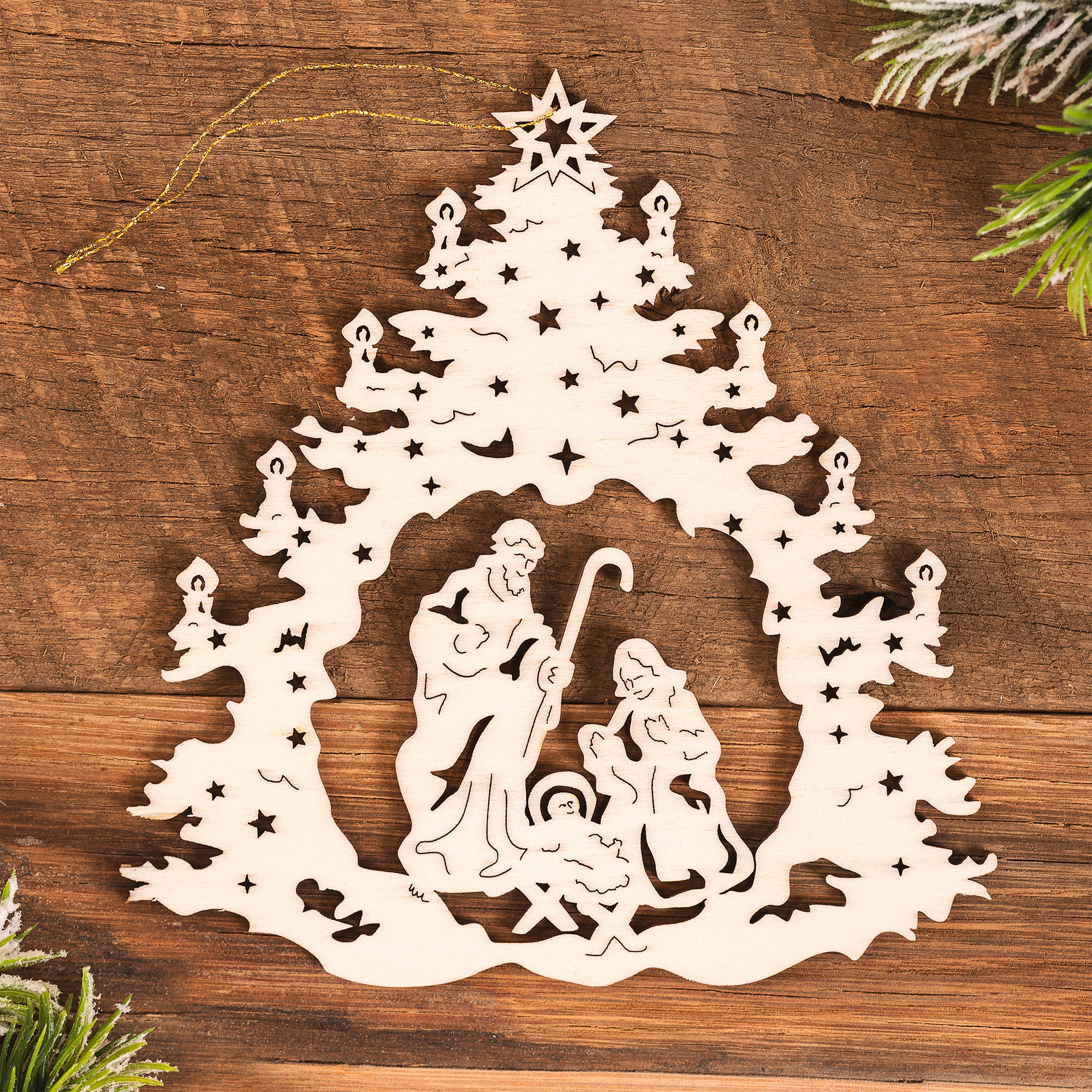 Laser Cut Tree Italian Nativity Ornament