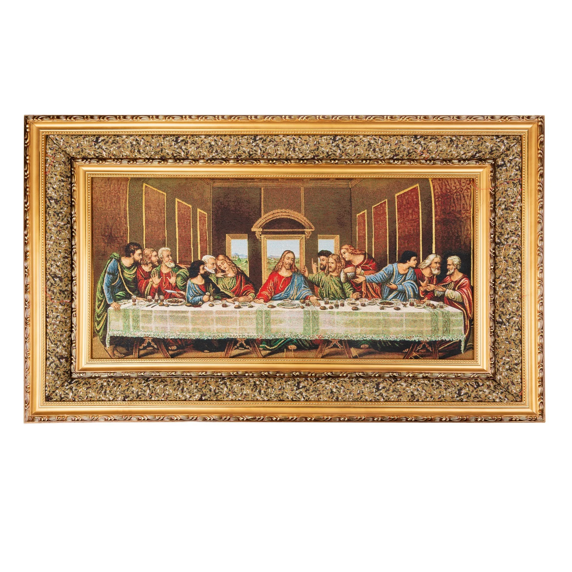 Last Supper Tapestry with Gold and Brown Frame - Image 2