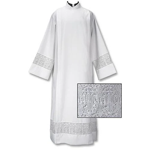 Latin Cross and IHS Lace Front Wrap Alb - Image 5
