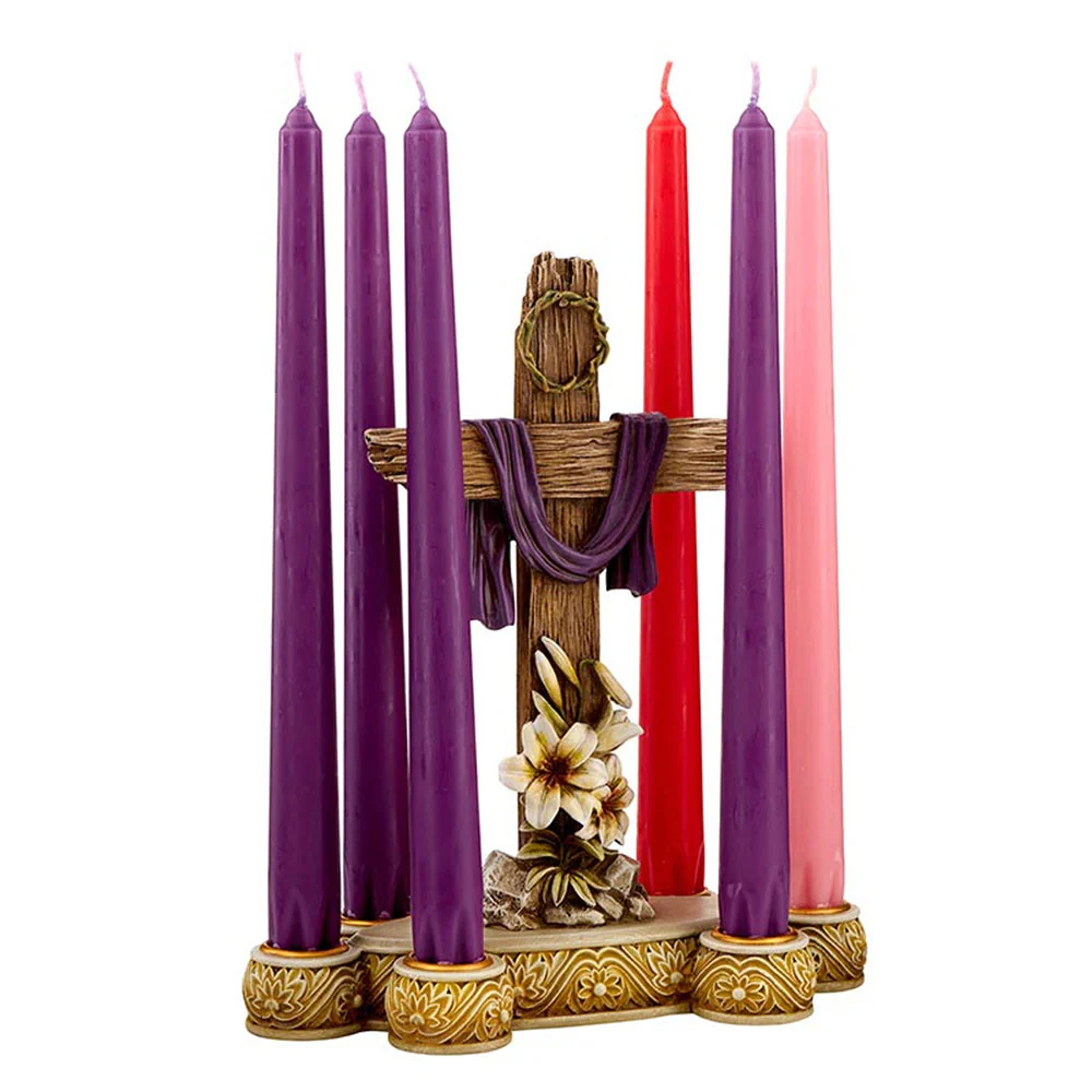 Lent Lily & Cross Candleholder with Lenten Taper Candles (Gift Set) - Image 3