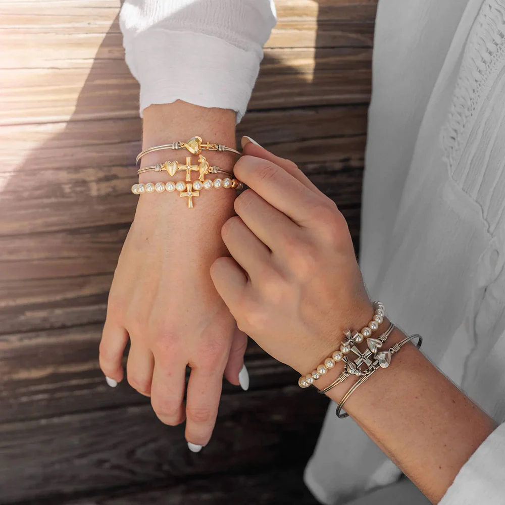 Love Faith & Remembrance Bangle Bracelet - Silver or Gold - Image 3