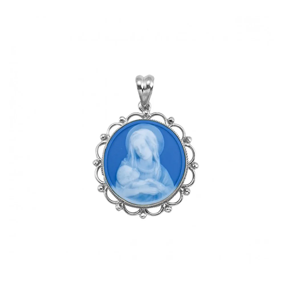 Madonna & Child Round Cameo Necklace - Image 3