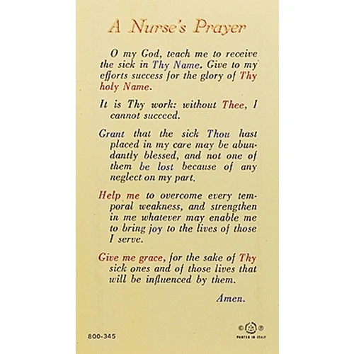 Madonna Praying - A Nurse's Prayer - Prayer Card - Image 2