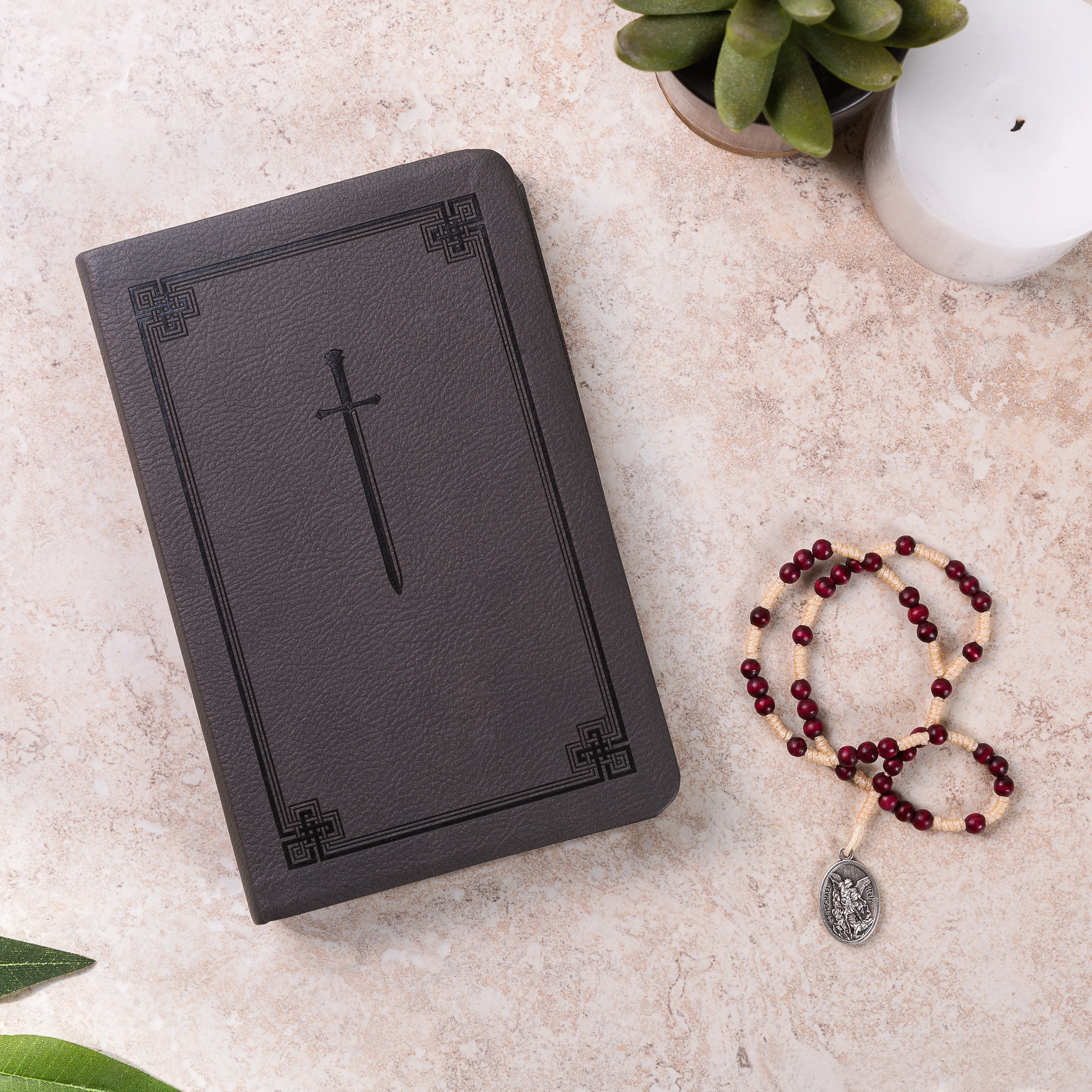 Manual Spiritual Warfare Book & St. Michael Chaplet, Corded Wood (Gift Set)