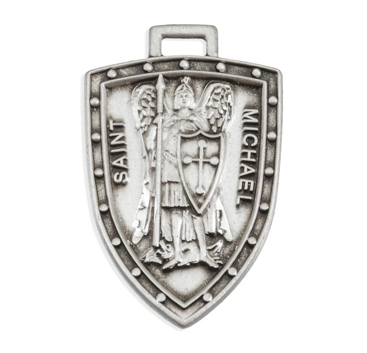 Medium Sterling Silver St. Michael Shield Medal Necklace - Image 3