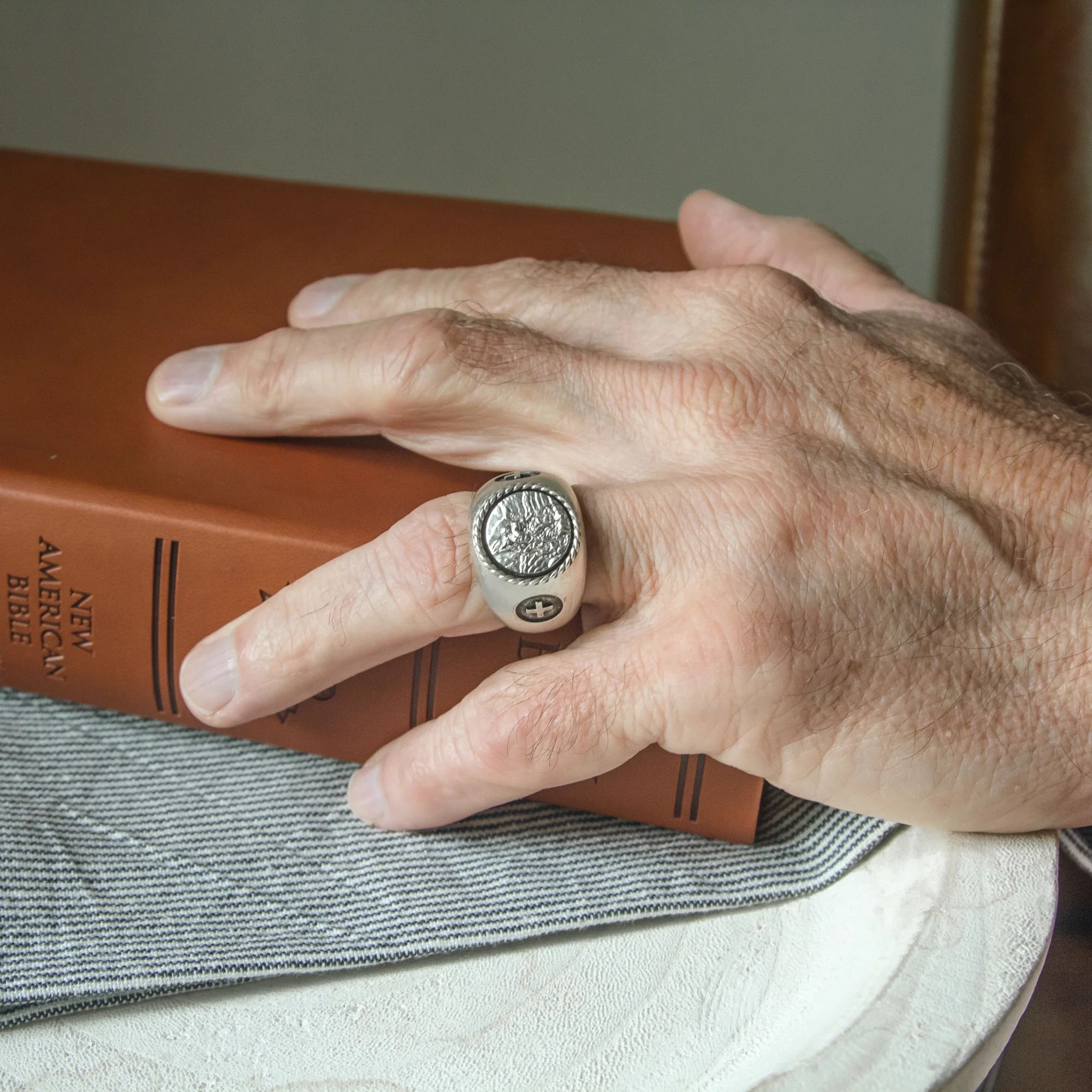 Men's St. Michael Signet Ring - Image 8