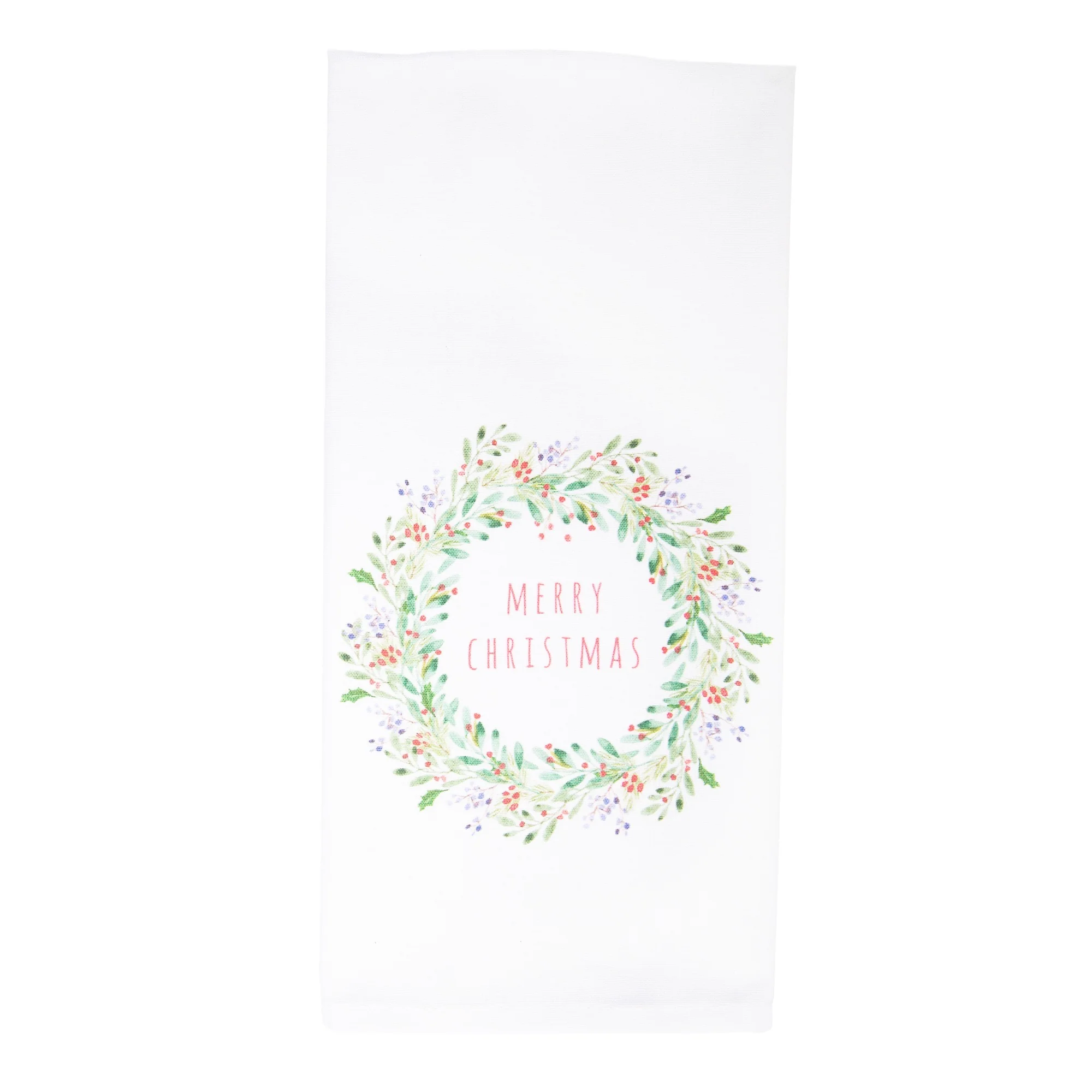 Merry Christmas Wreath Dish Towel - Image 2