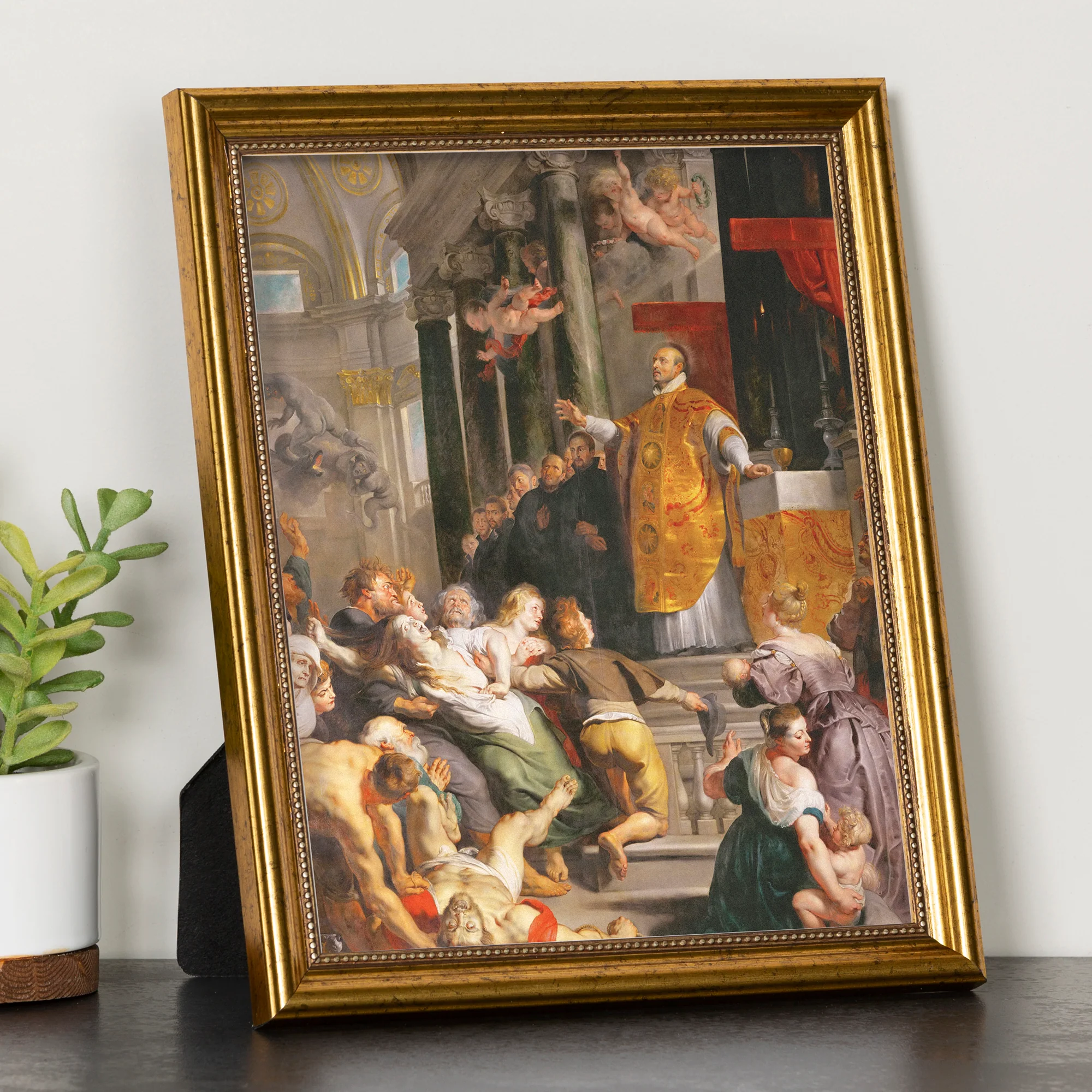 Miracle of St. Ignatius Antique Gold Framed Print - Multiple Sizes