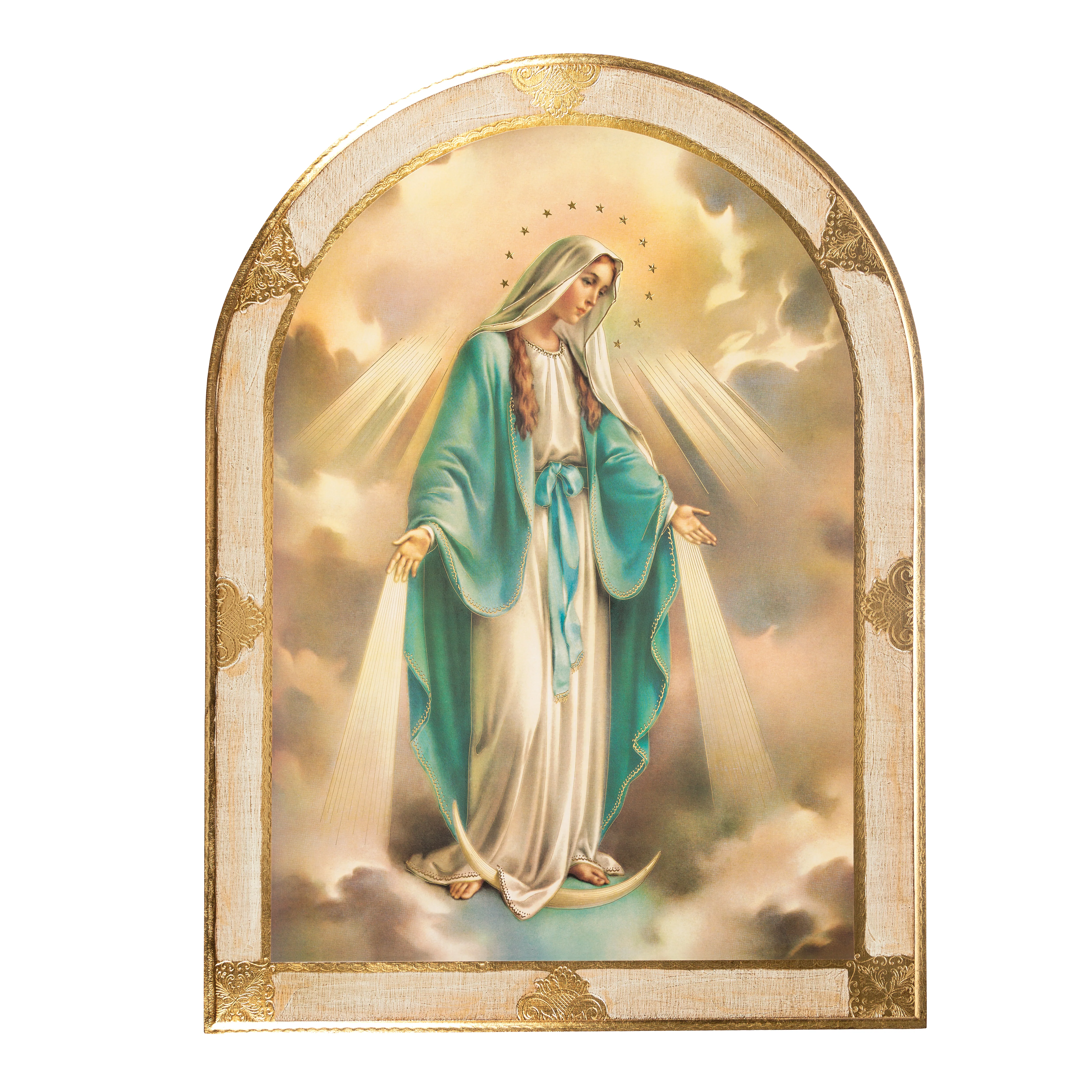 Miraculous Mary Arched Florentine Plaque - Image 3