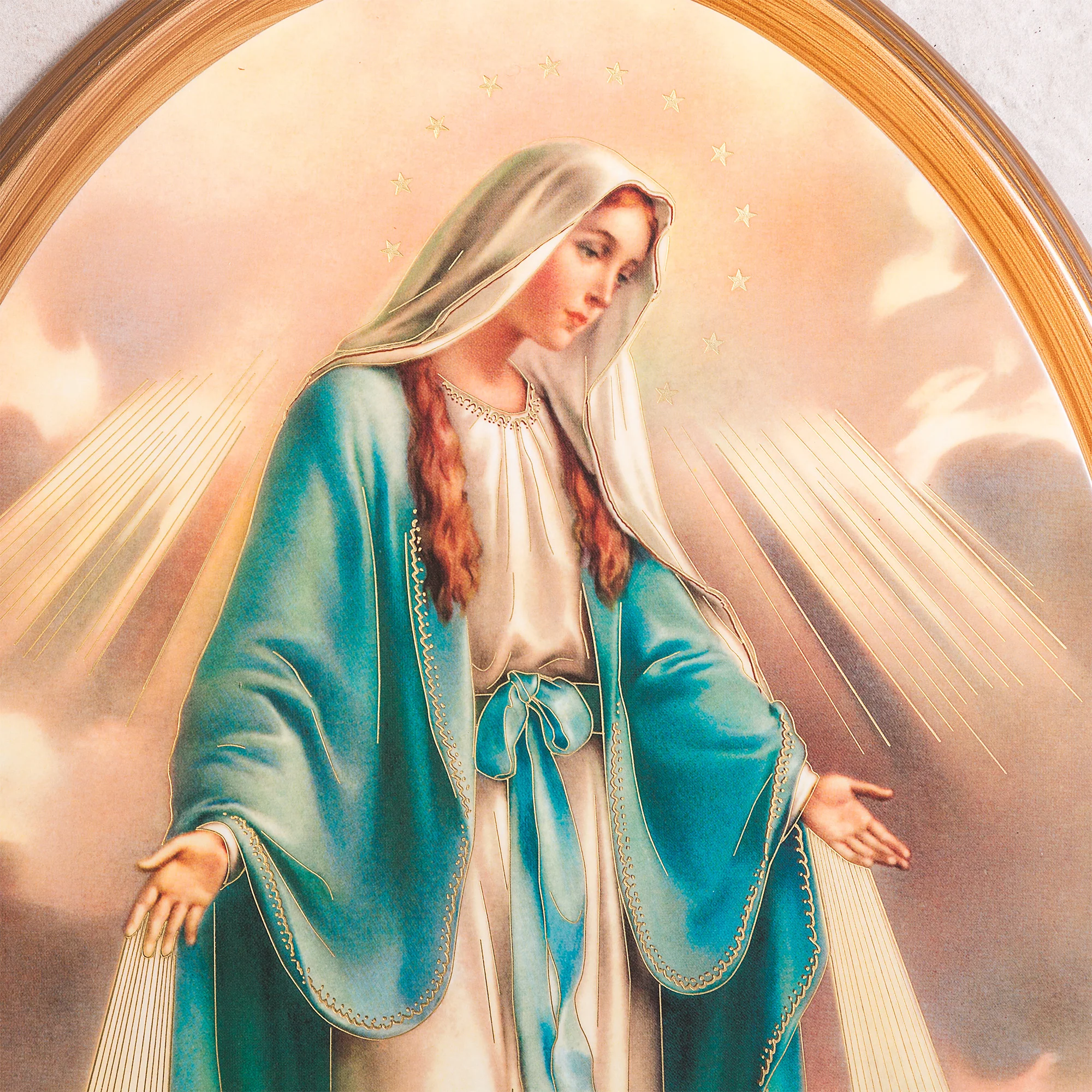 Miraculous Mary Oval Plaque - 17" x 12.6" - Image 2