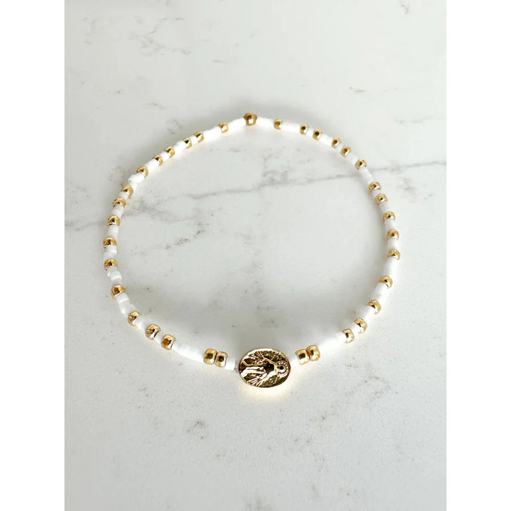 Marian Medal Beaded Stretch Bracelet - Multiple Colors - Image 2