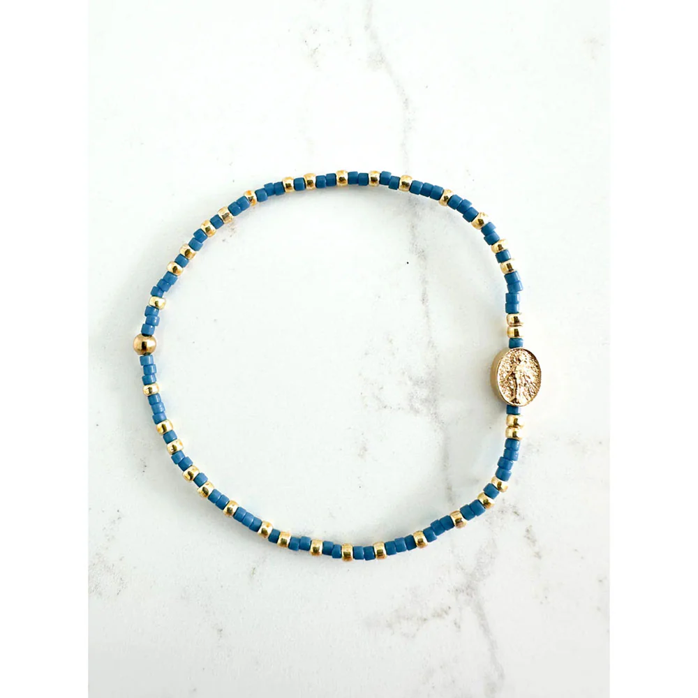 Marian Medal Beaded Stretch Bracelet - Multiple Colors - Image 6