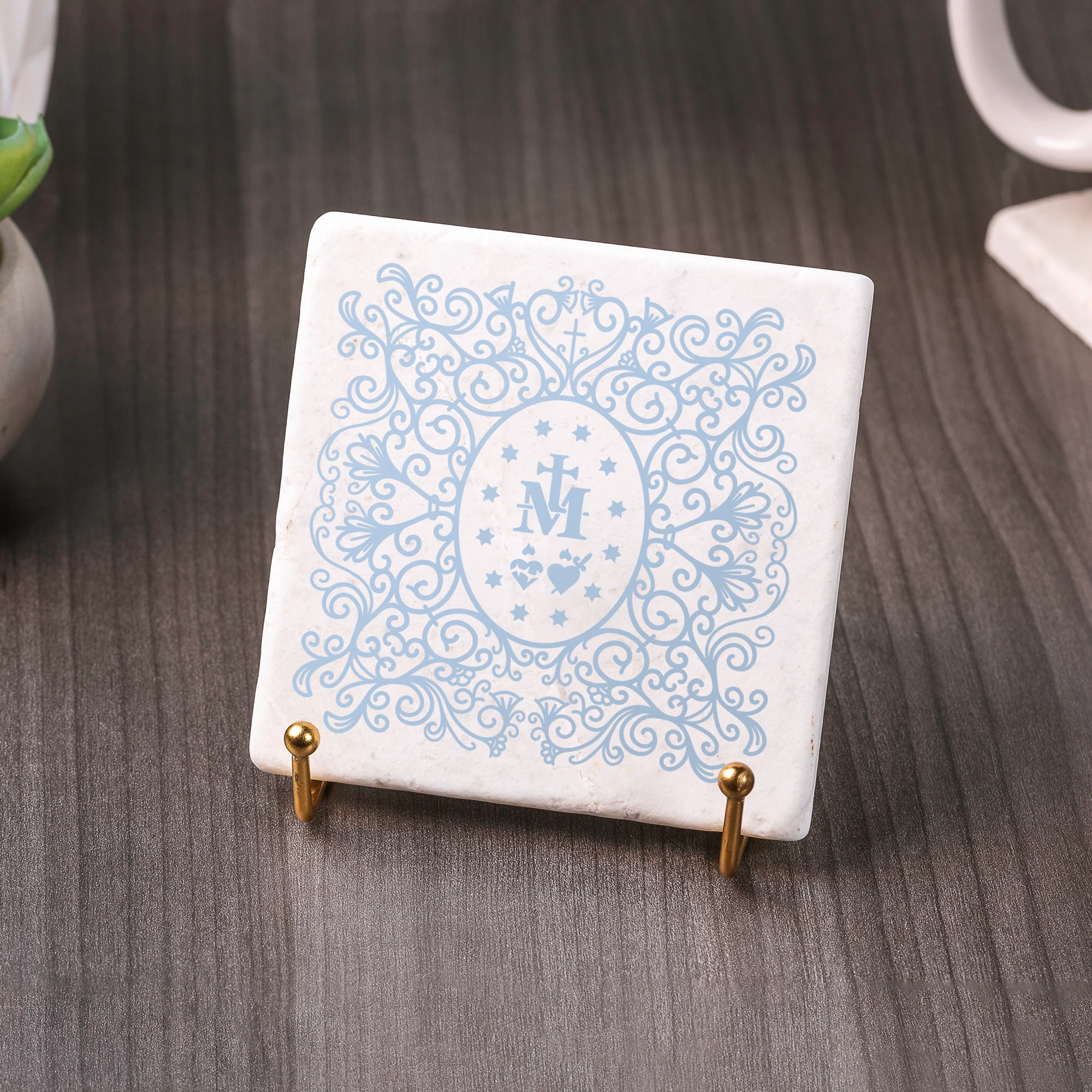 Miraculous Medal Filigree Stone Coaster - Image 2