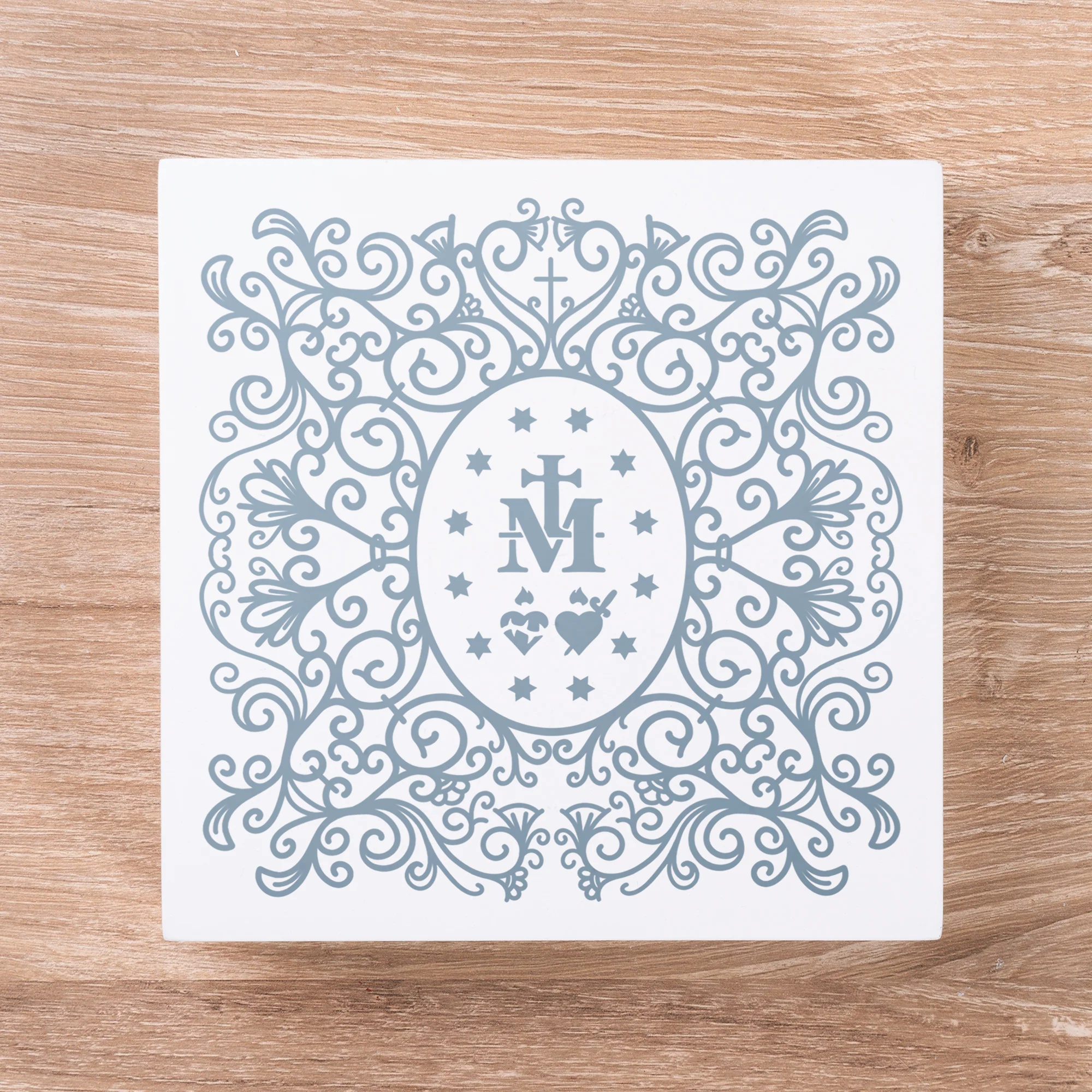 Miraculous Medal Filigree Wood Block - Image 2