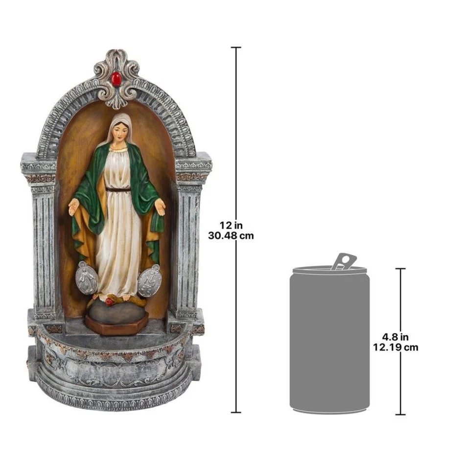Miraculous Medal Italian Style Statue with Holy Water Font - 12" - Image 4